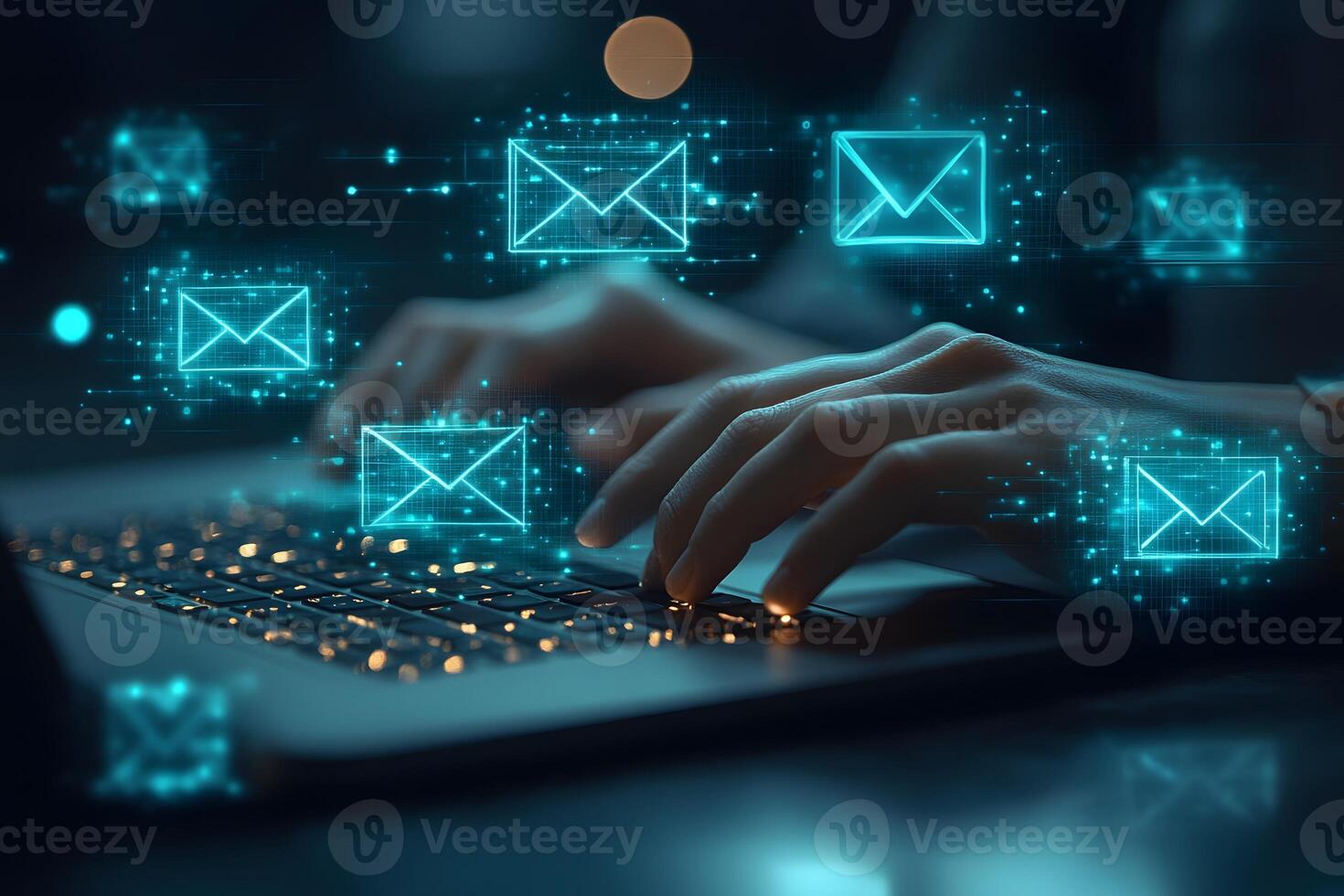 Digital Communication Concept Email Network and Technology Visualization for Modern Business photo