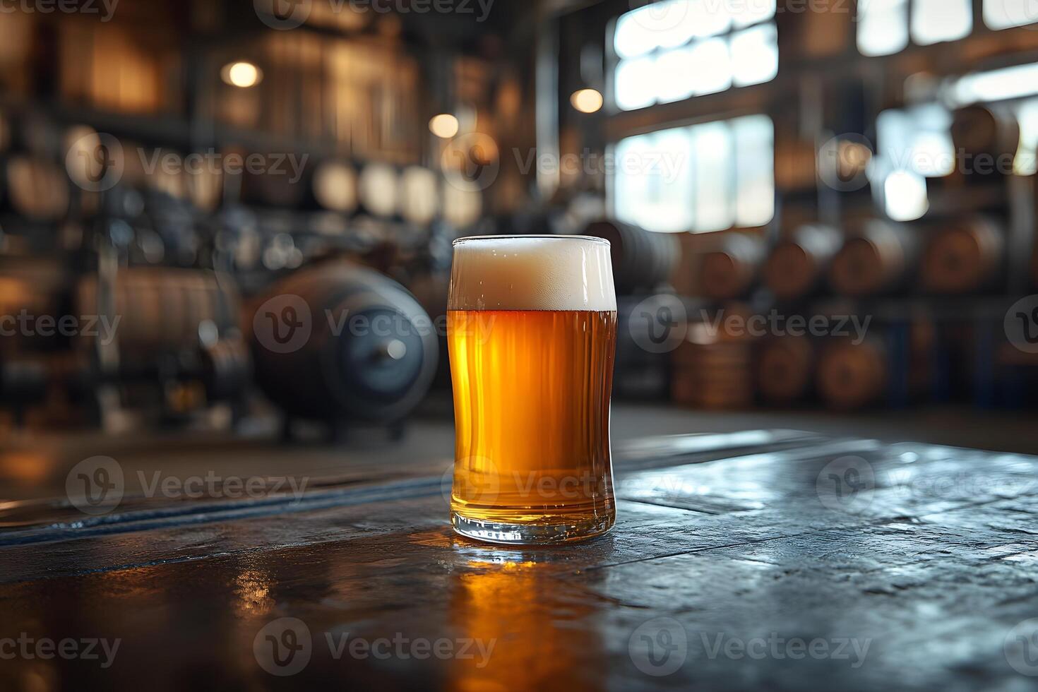 Craft Beer Showcase in Rustic Brewery Setting for Beverage Promotions photo