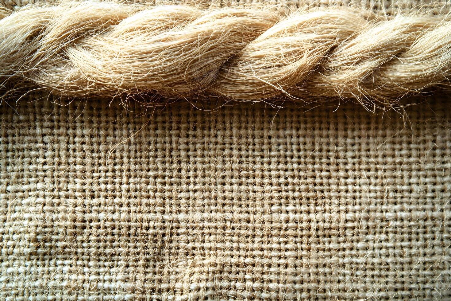 Rustic Jute Fabric with Braided Rope - Texture and Design Element for Natural Decor photo
