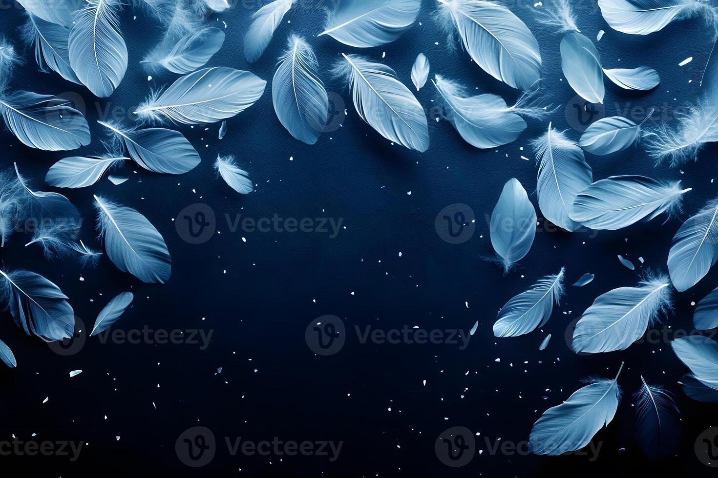 Elegant Blue Feather Pattern for Artistic and Interior Design Concepts photo