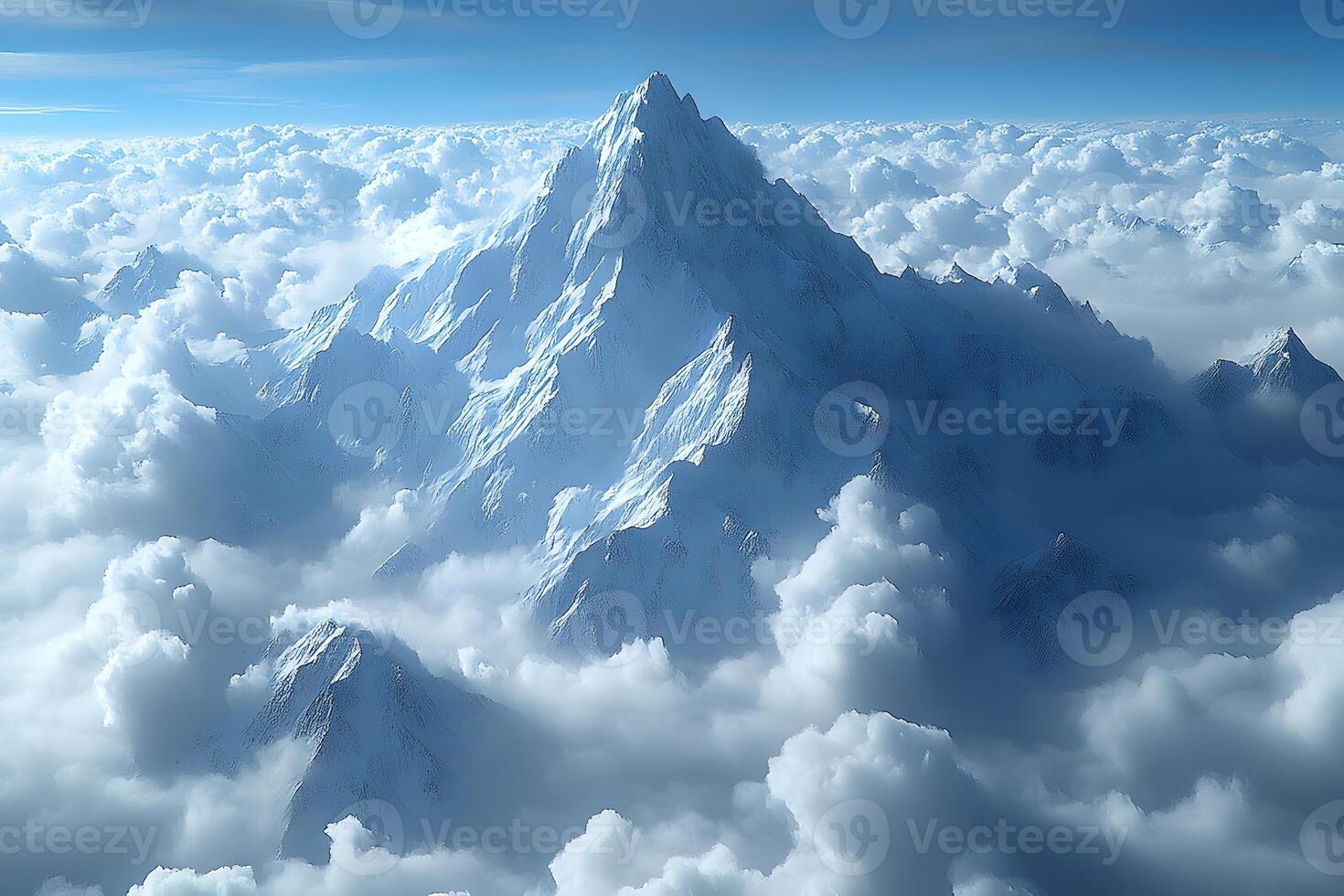 Majestic Snow-Capped Mountain Peaks Above the Clouds - Perfect for Nature Posters photo