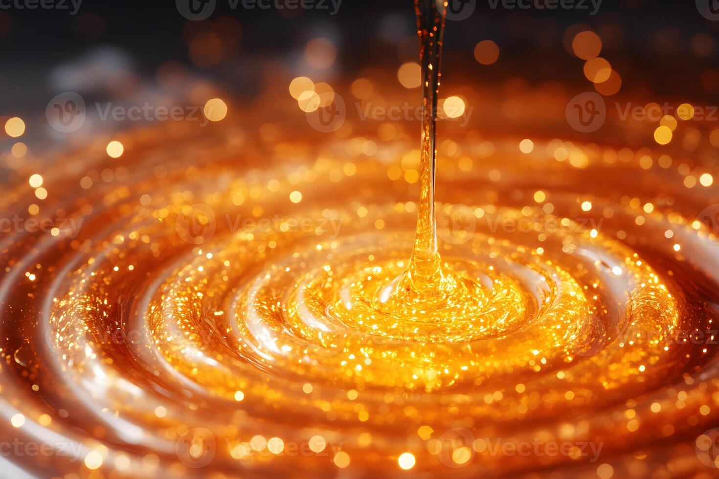 Golden Honey Swirl with Sparkling Lights for Nature and Food Themes photo