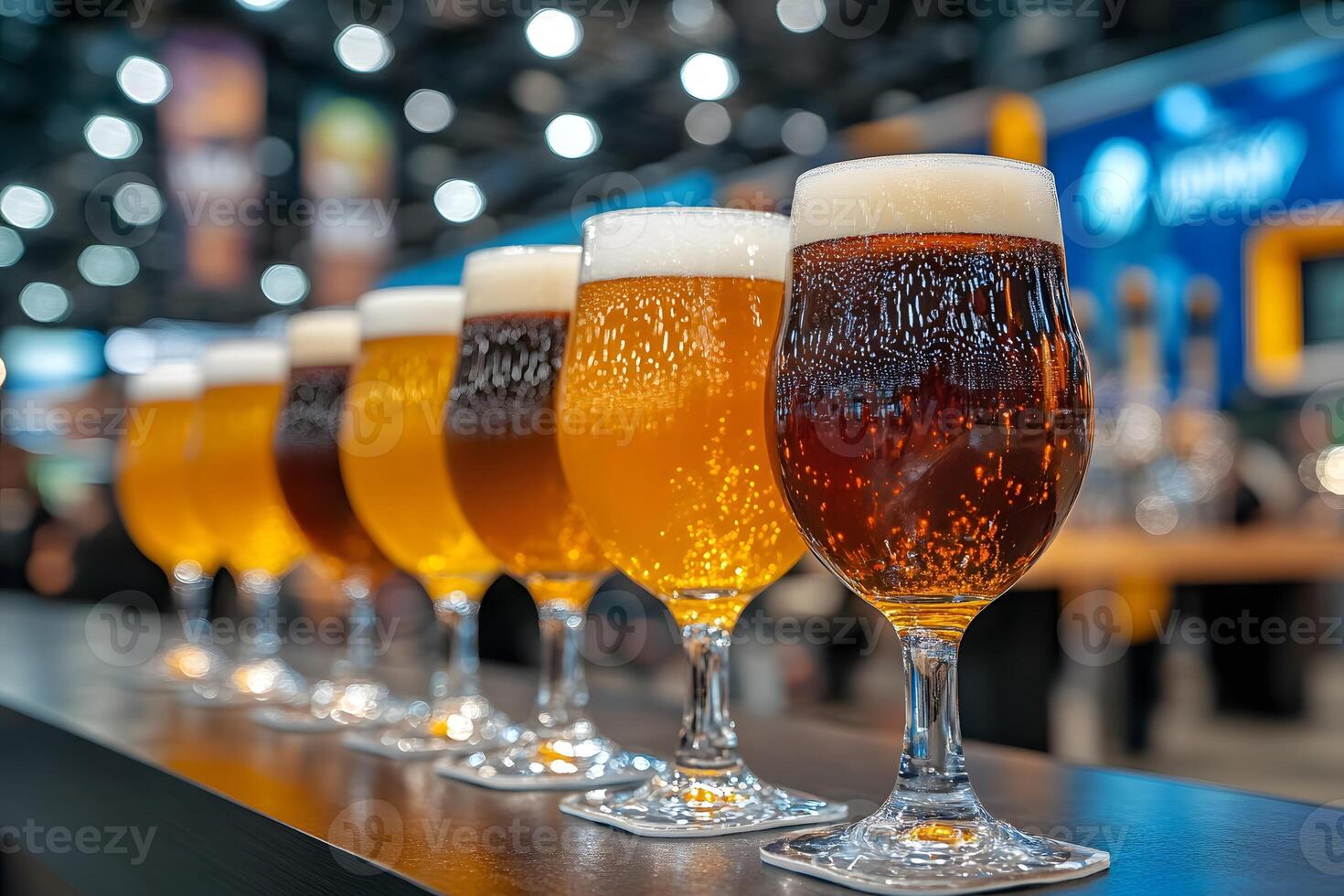 Assortment of Craft Beers on Display at a Festive Tasting Event photo