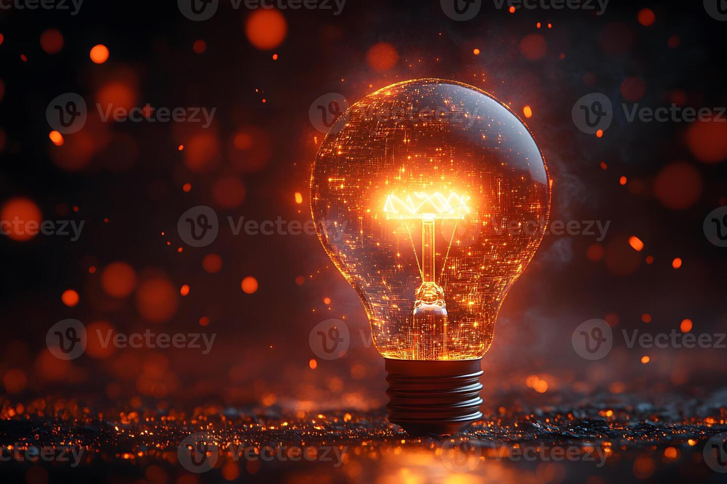 Creative Innovation Concept with Glowing Light Bulb in Warm Bokeh Setting for Design Inspiration photo