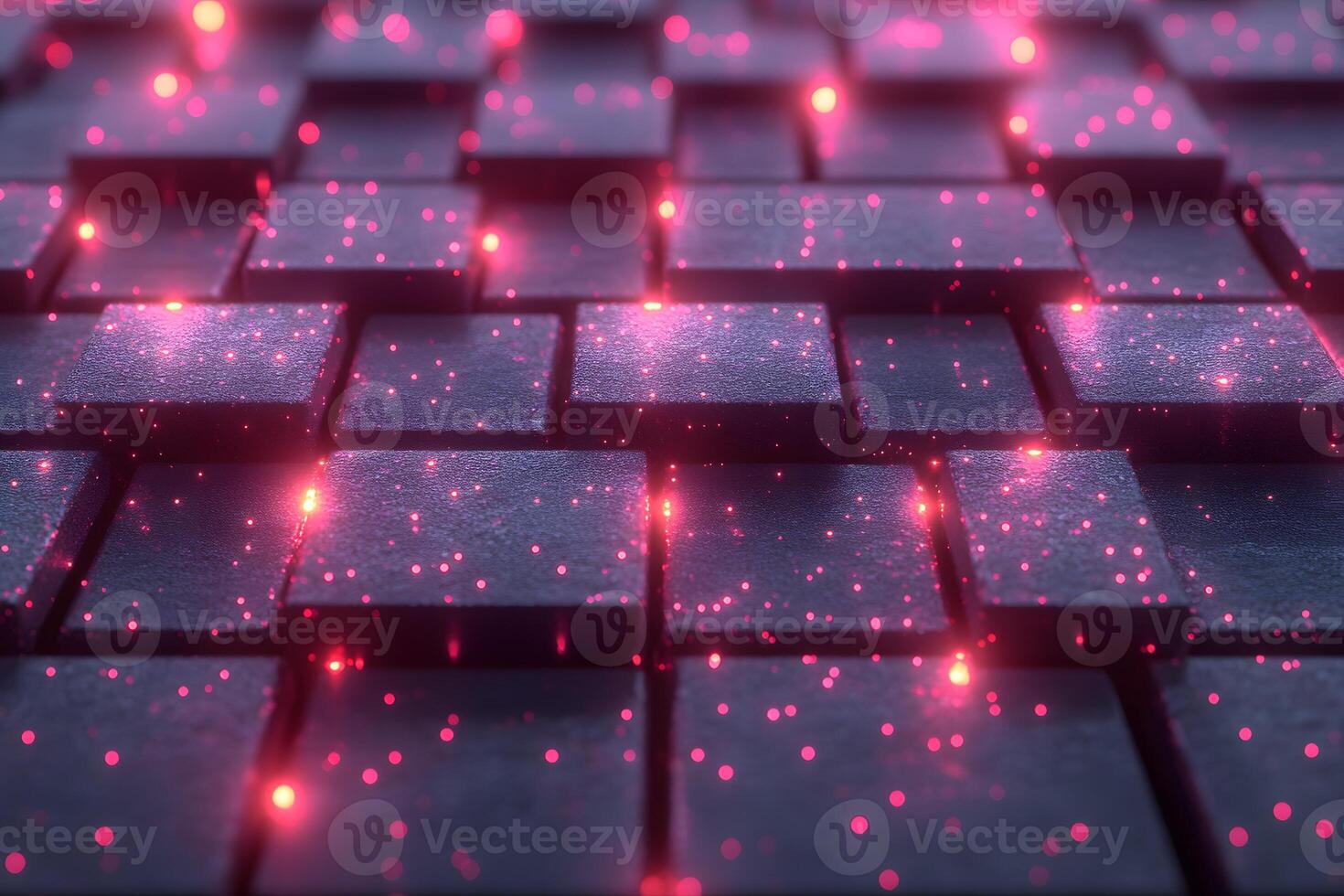 Abstract Digital Technology Background with Glowing Pink Lights on Geometric Blocks photo