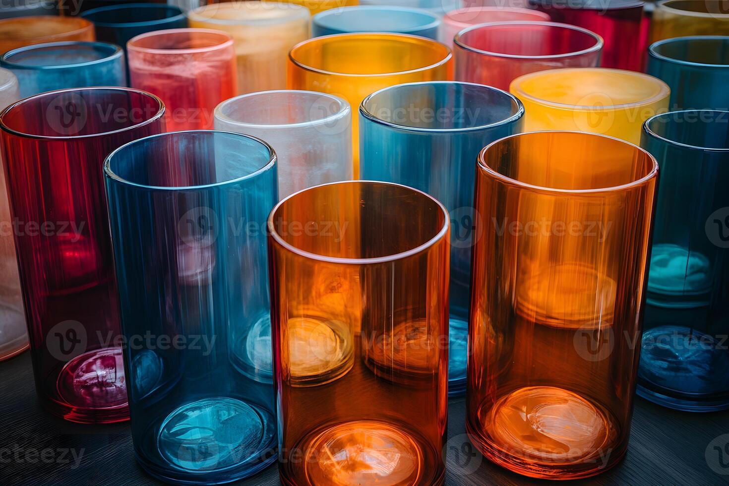 Colorful Glass Cylinders Display for Interior Design and Decor Inspiration photo