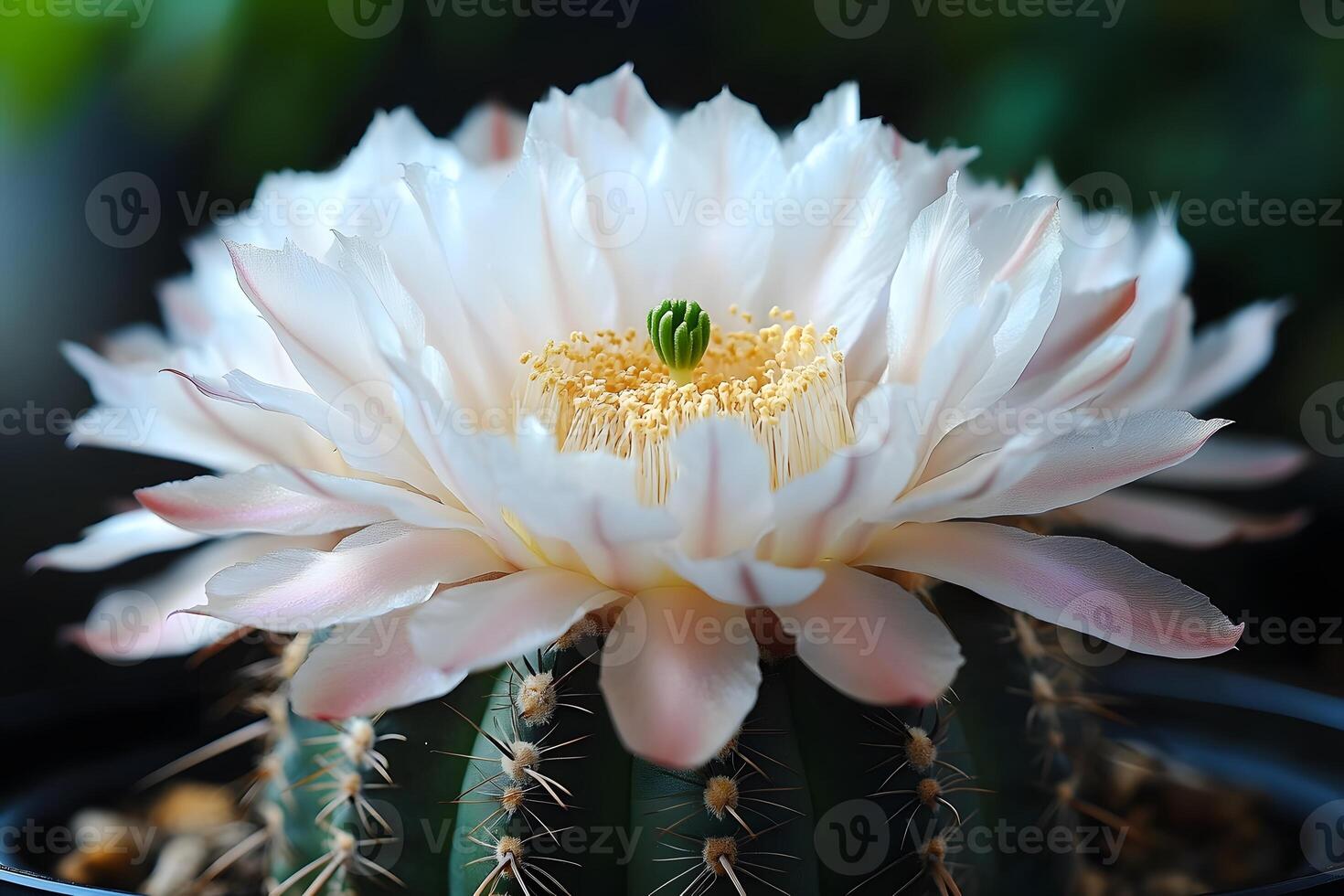 Blooming Cactus Flower Close-Up for Nature and Botanical Design Projects photo