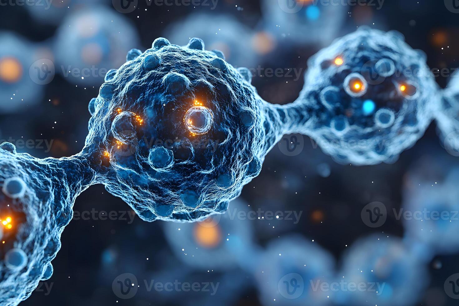 Scientific Visualization of Cell Structures Microscopic View for Educational and Research Design photo