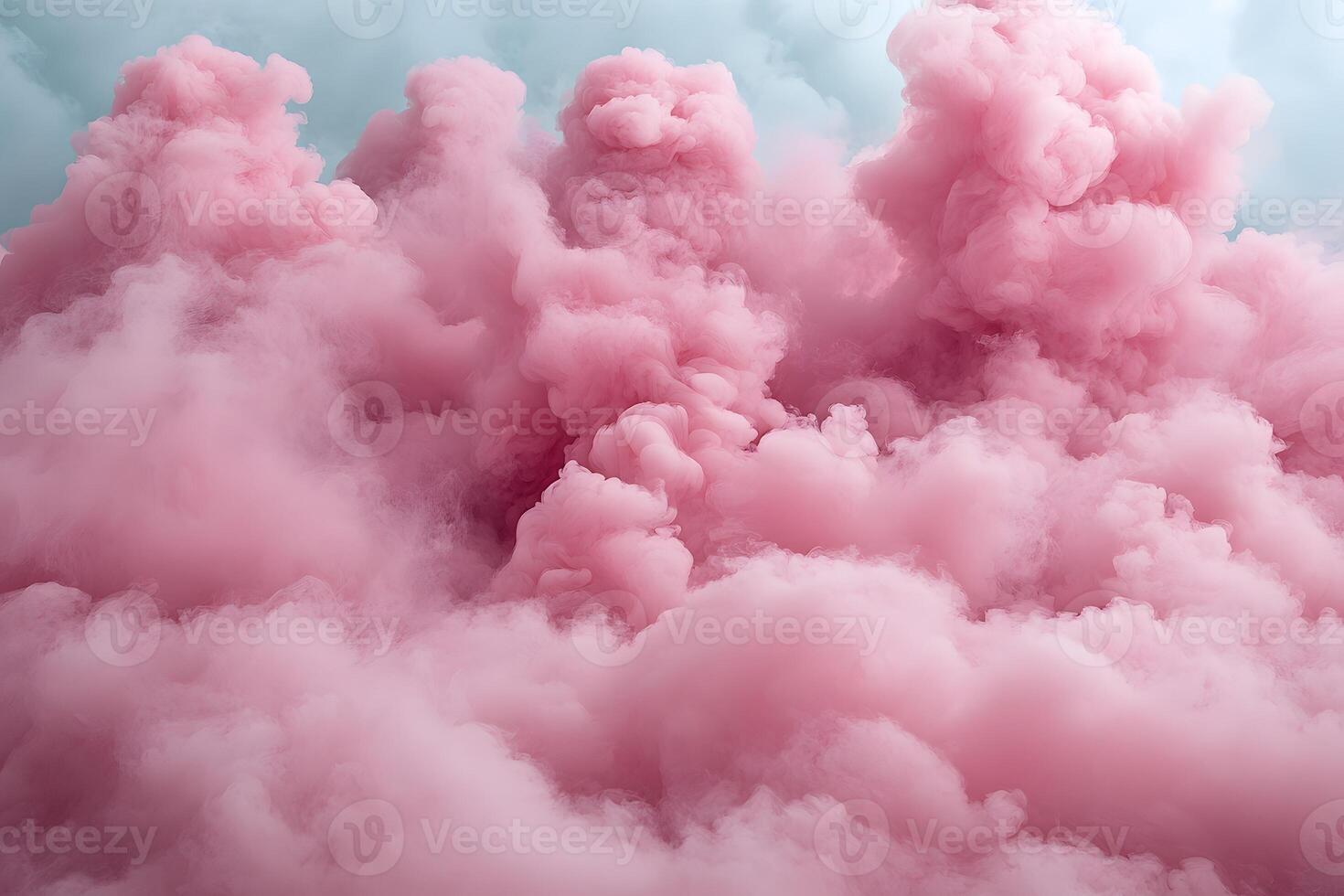 Surreal Dreamscape of Pink Clouds Against Blue Sky - Abstract Nature Scene for Wall Art and Design photo