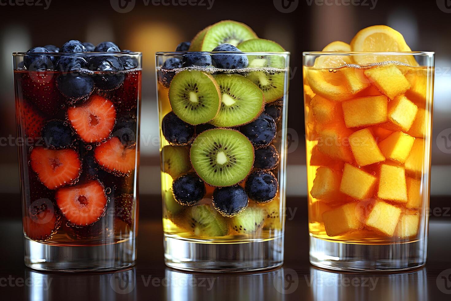 Refreshing Summer Fruit Infused Drinks in Glasses for Healthy Hydration photo