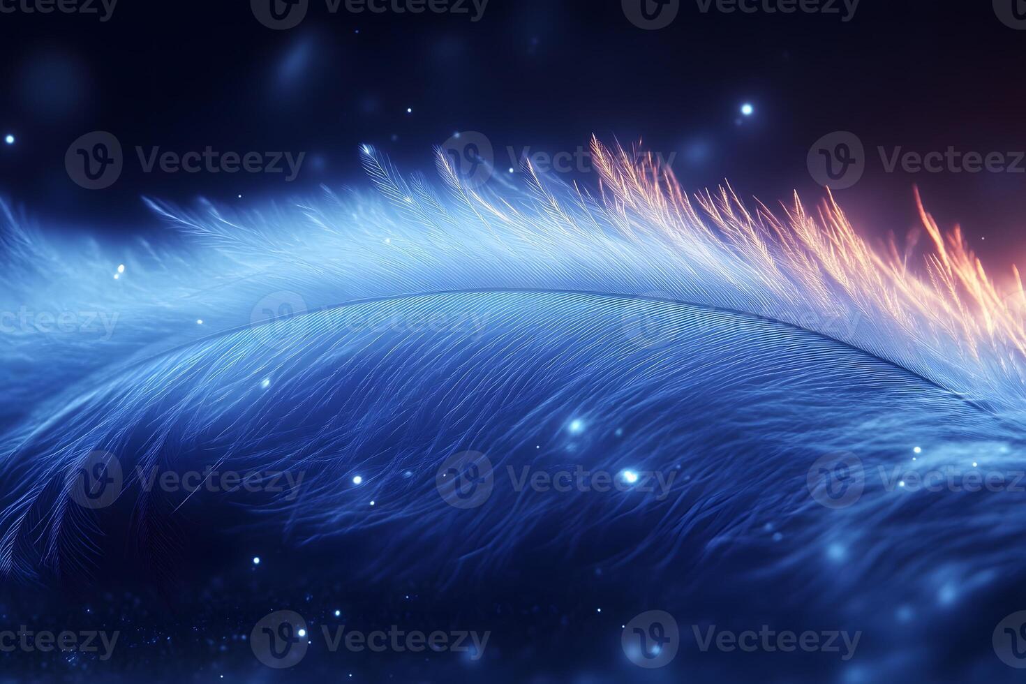 Ethereal Feather Abstract with Glowing Lights for Dreamlike Design and Print photo