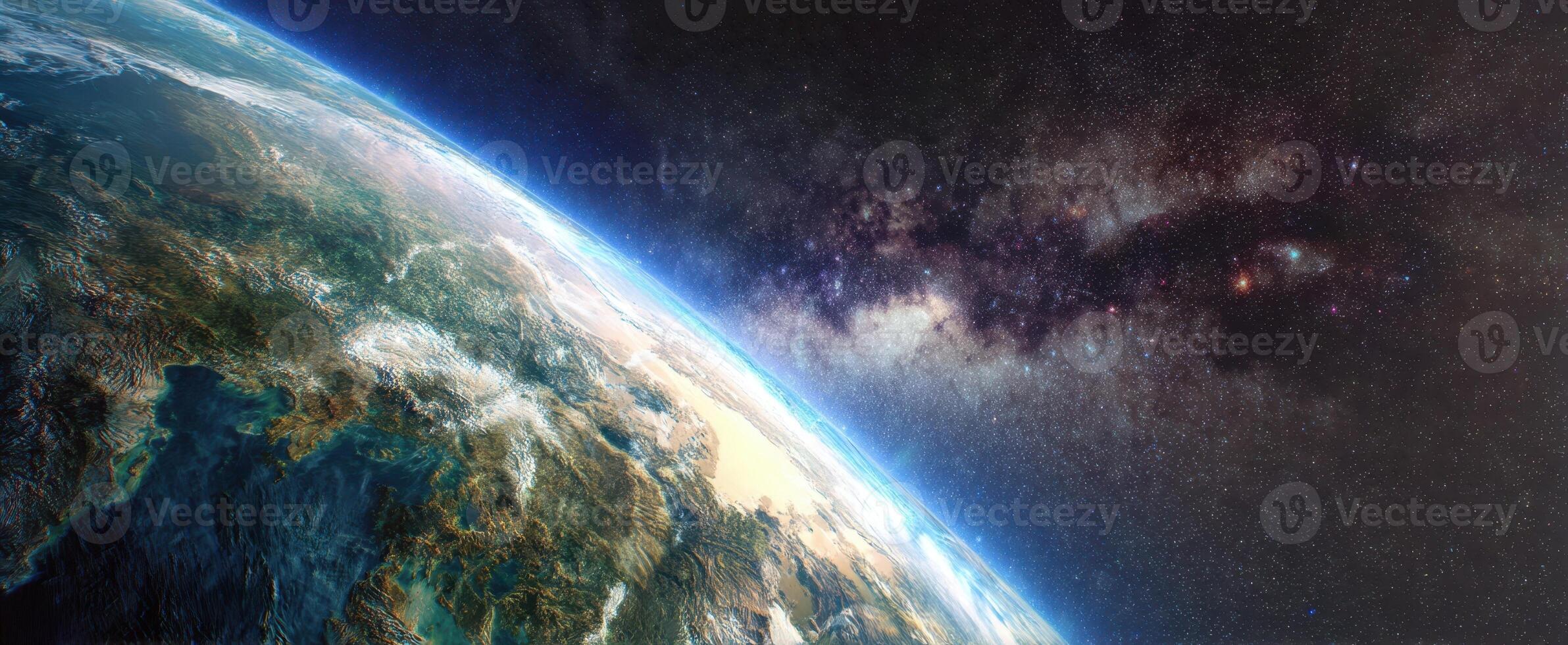 The Earth as Seen from Space with a Stunning Galactic Background photo