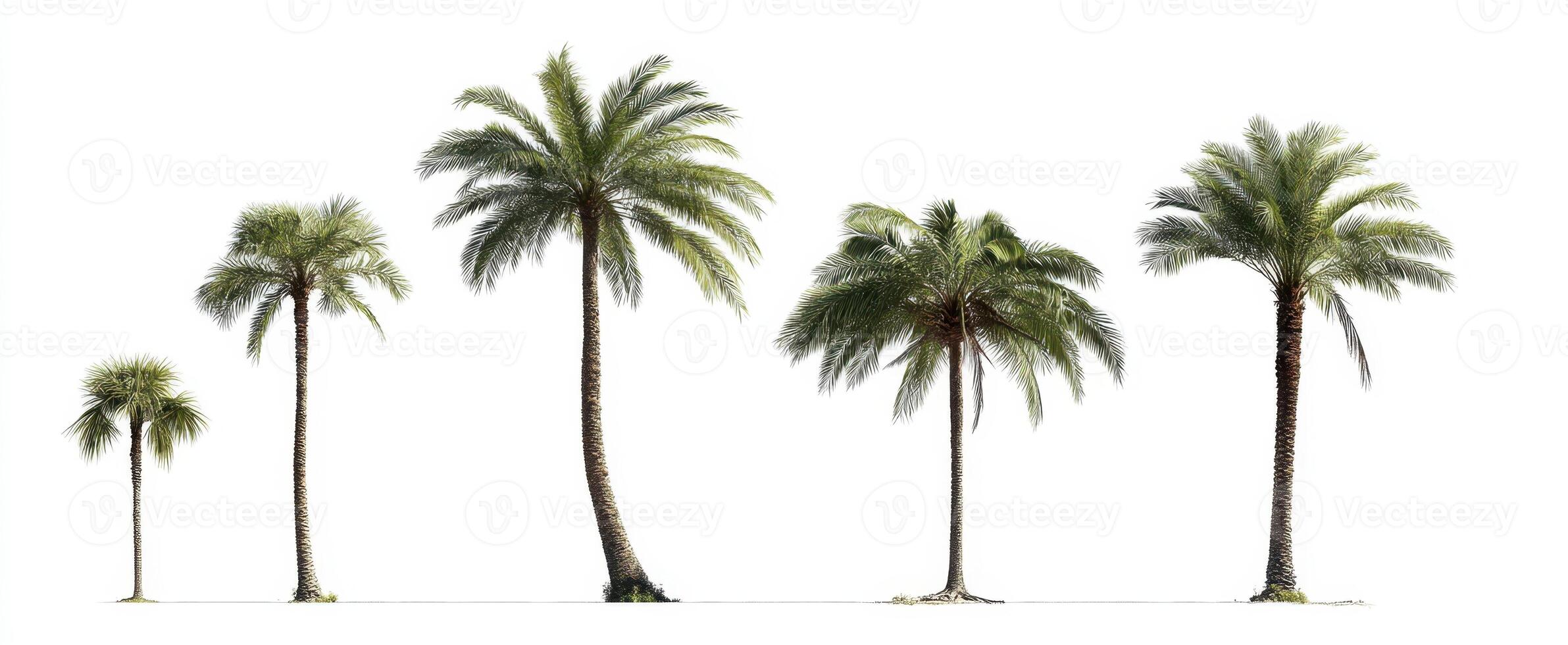 The beautiful evolution of palm trees showcasing varying heights and lush greenery. photo
