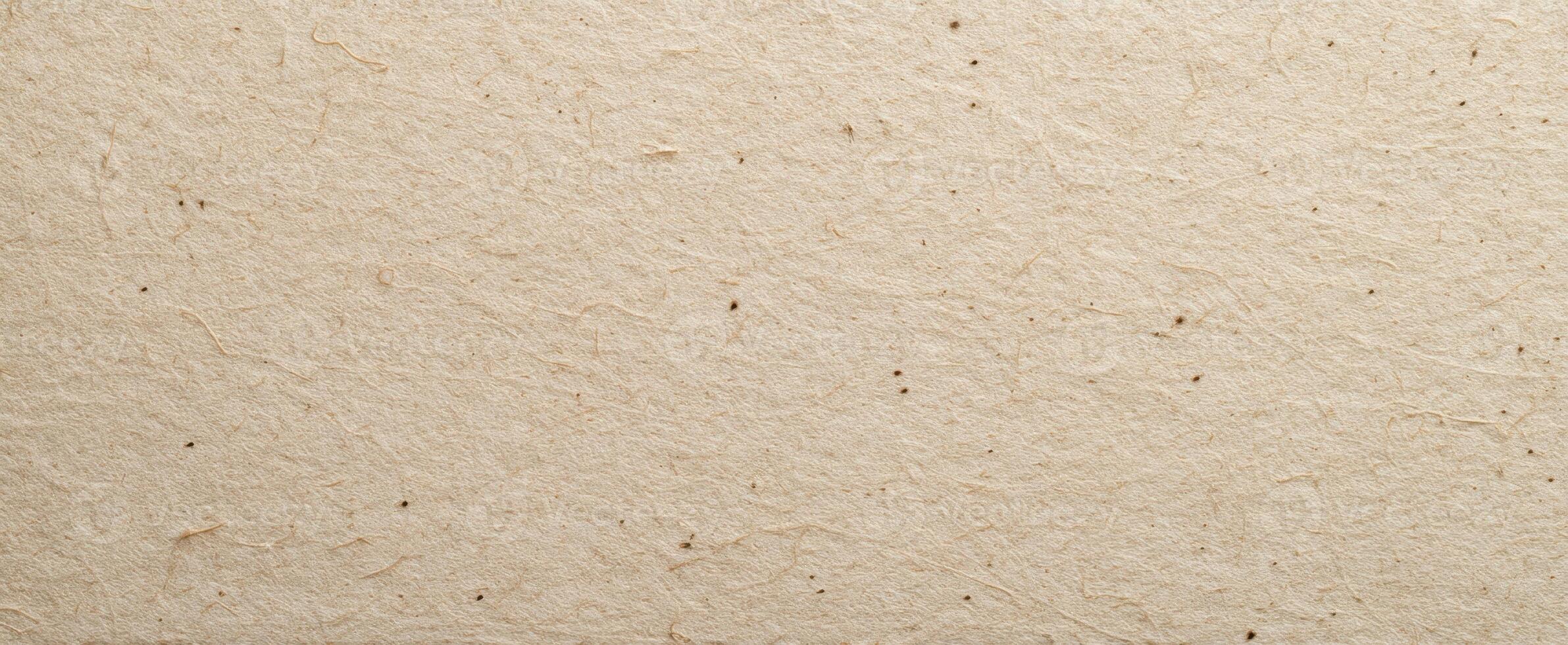 The textured beige paper background with natural fibers and rustic charm. photo