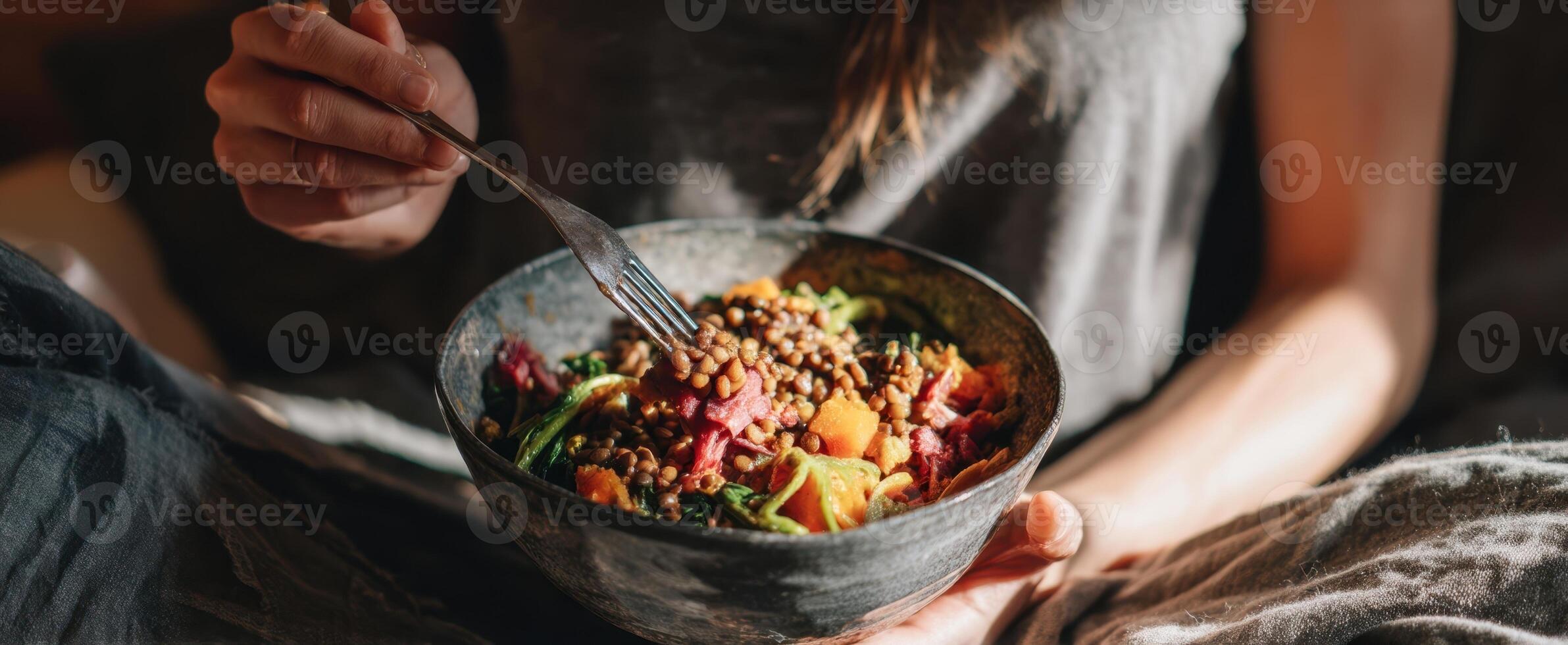 The delicious salad served in a rustic bowl, highlighting fresh ingredients. photo