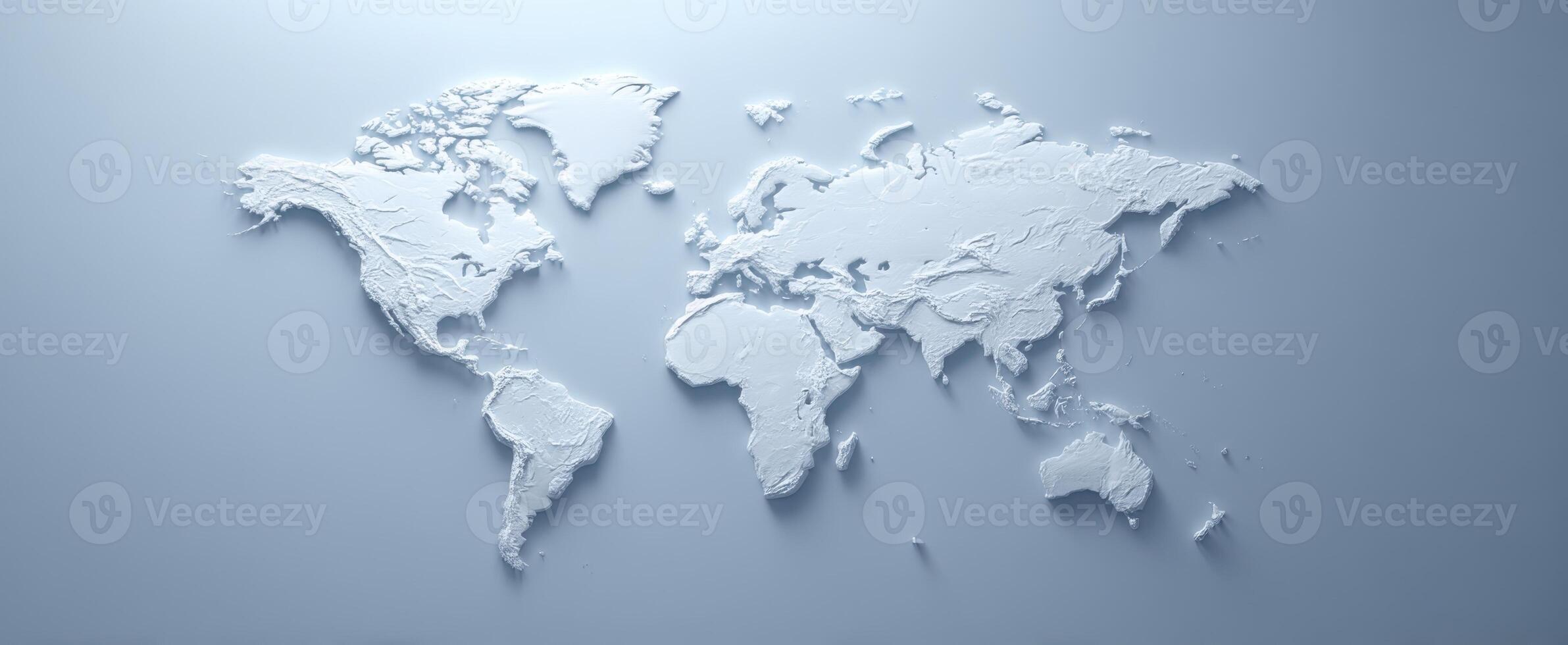The textured world map showcasing geographical features in a minimalistic design. photo