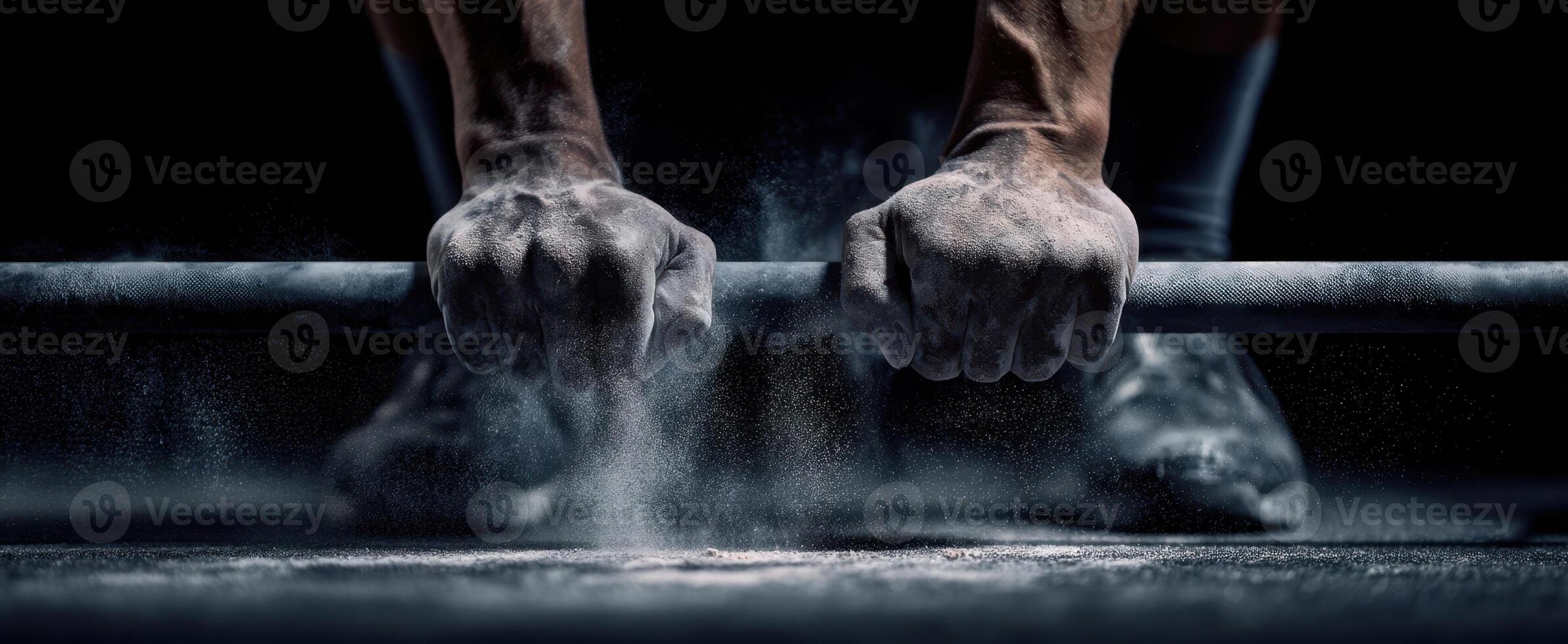 The Hands Gripping a Barbell in a Dynamic Weightlifting Moment photo