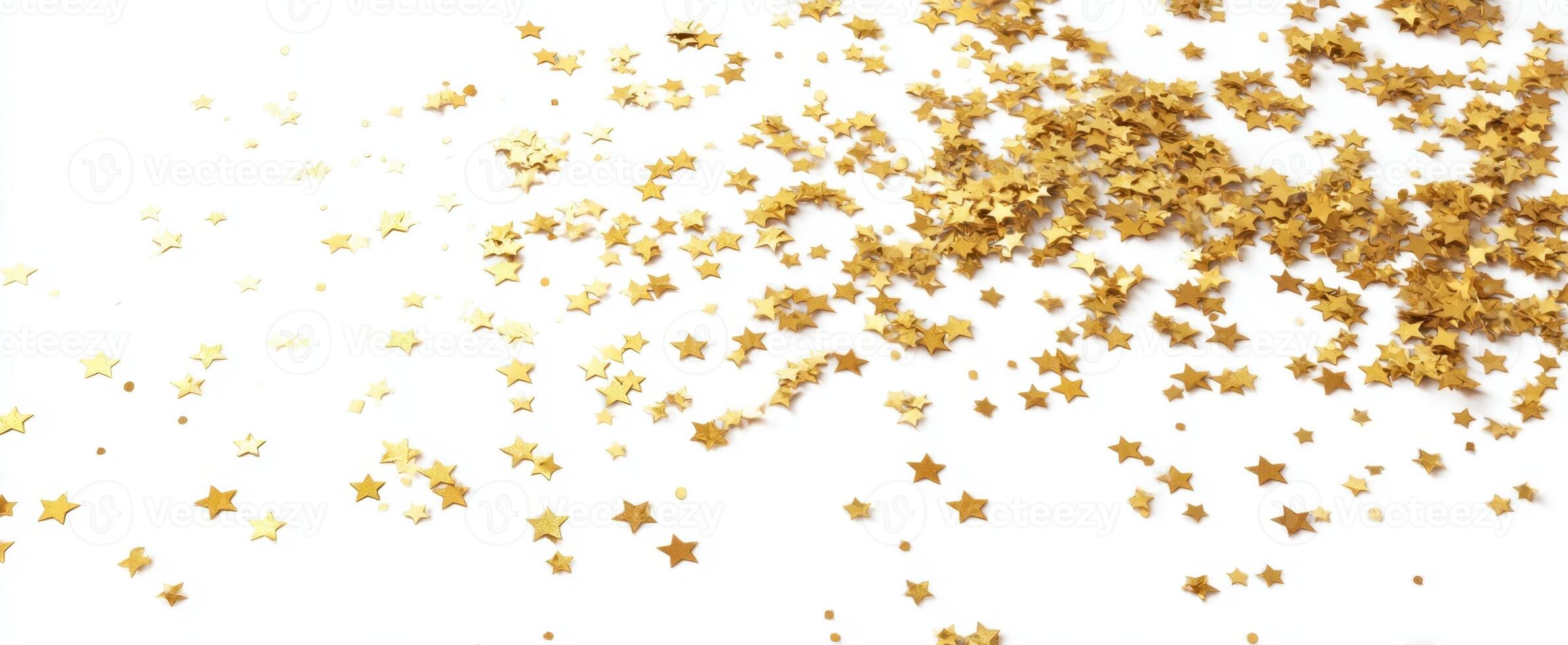 The golden star confetti creating a festive atmosphere for celebrations. photo