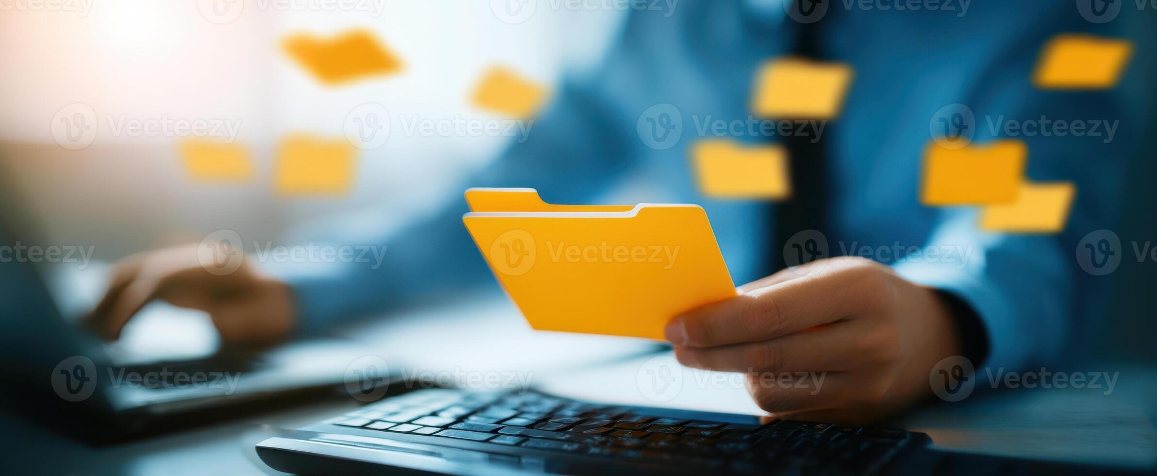 The professional organization of documents in a modern office workspace photo