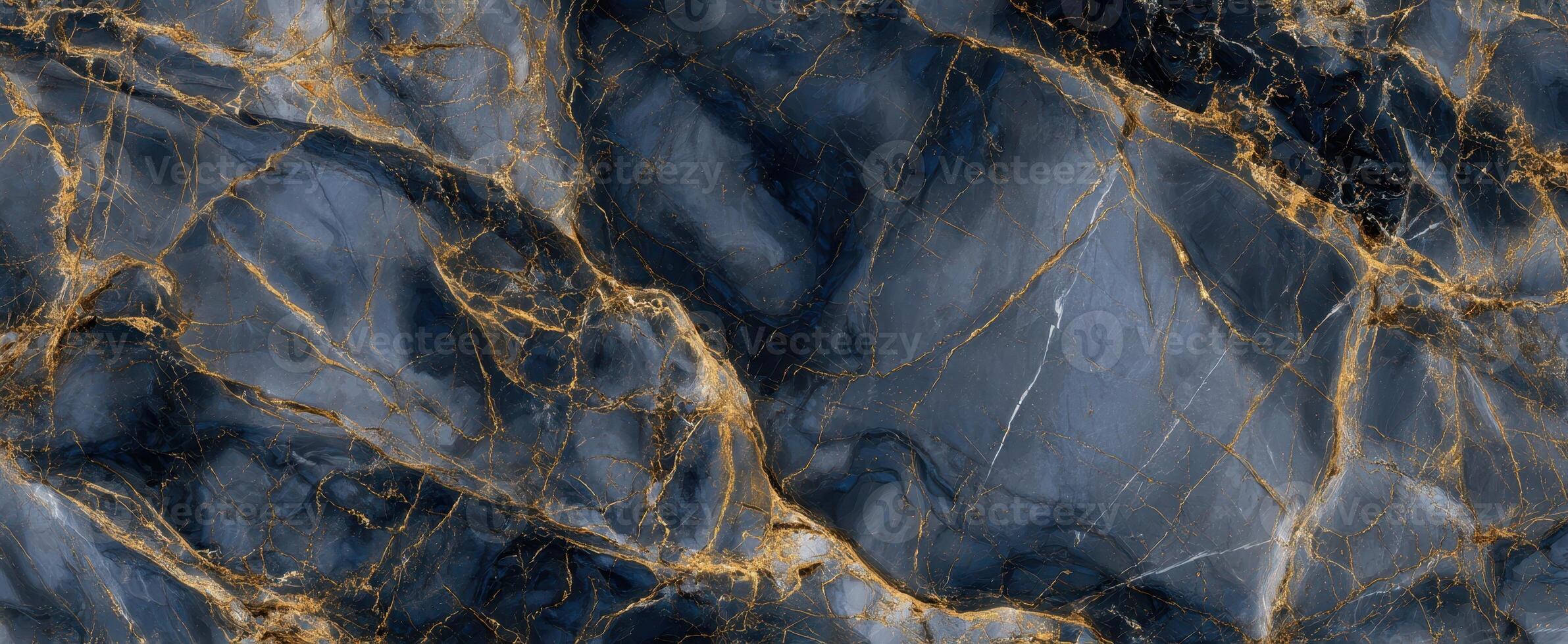 The Luxurious Blue and Gold Marble Surface with Intricate Patterns photo