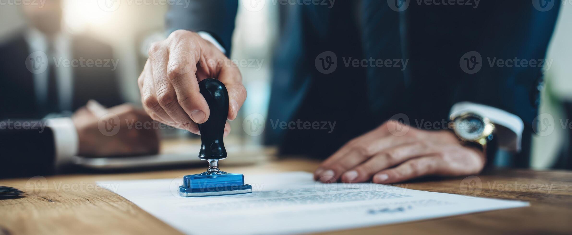 The business stamp marking an important document in a professional setting photo