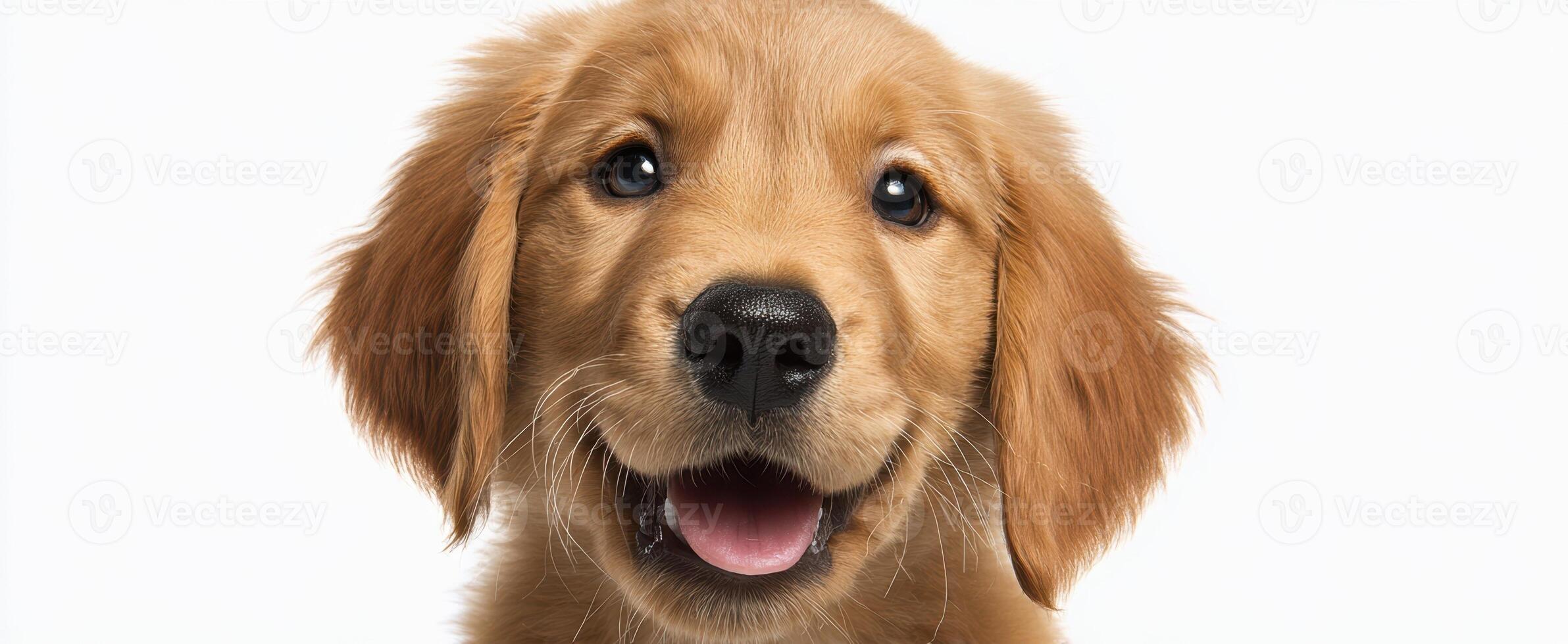 The adorable golden retriever puppy sharing a joyful expression with the world. photo