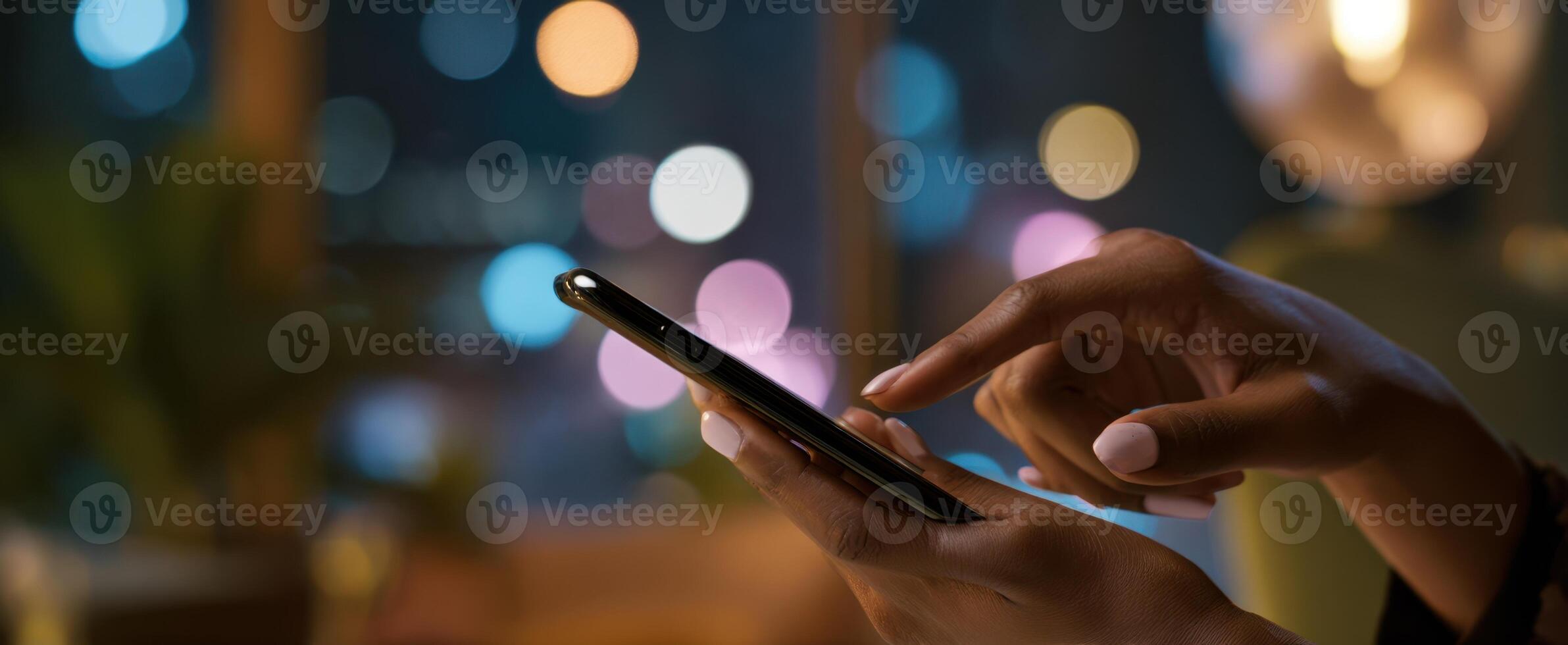 The smartphone in hand, capturing the essence of night-time connectivity. photo