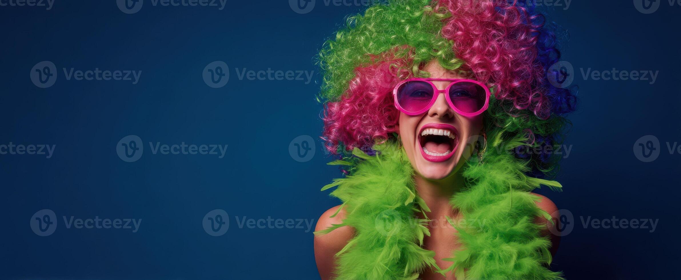 The Joyful Woman in Colorful Wig Enjoying a Fun Celebration photo