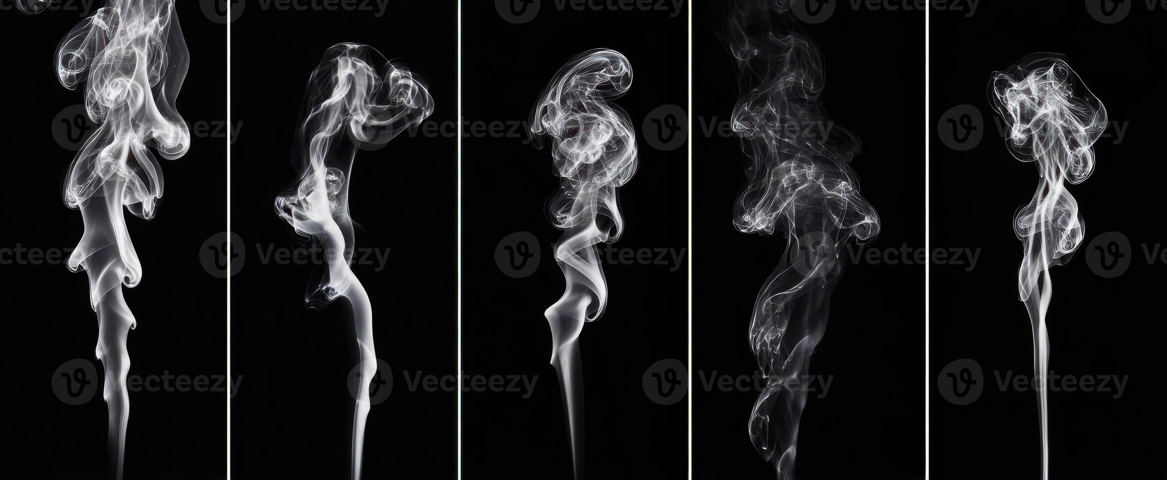 The captivating dance of smoke in various graceful forms. photo