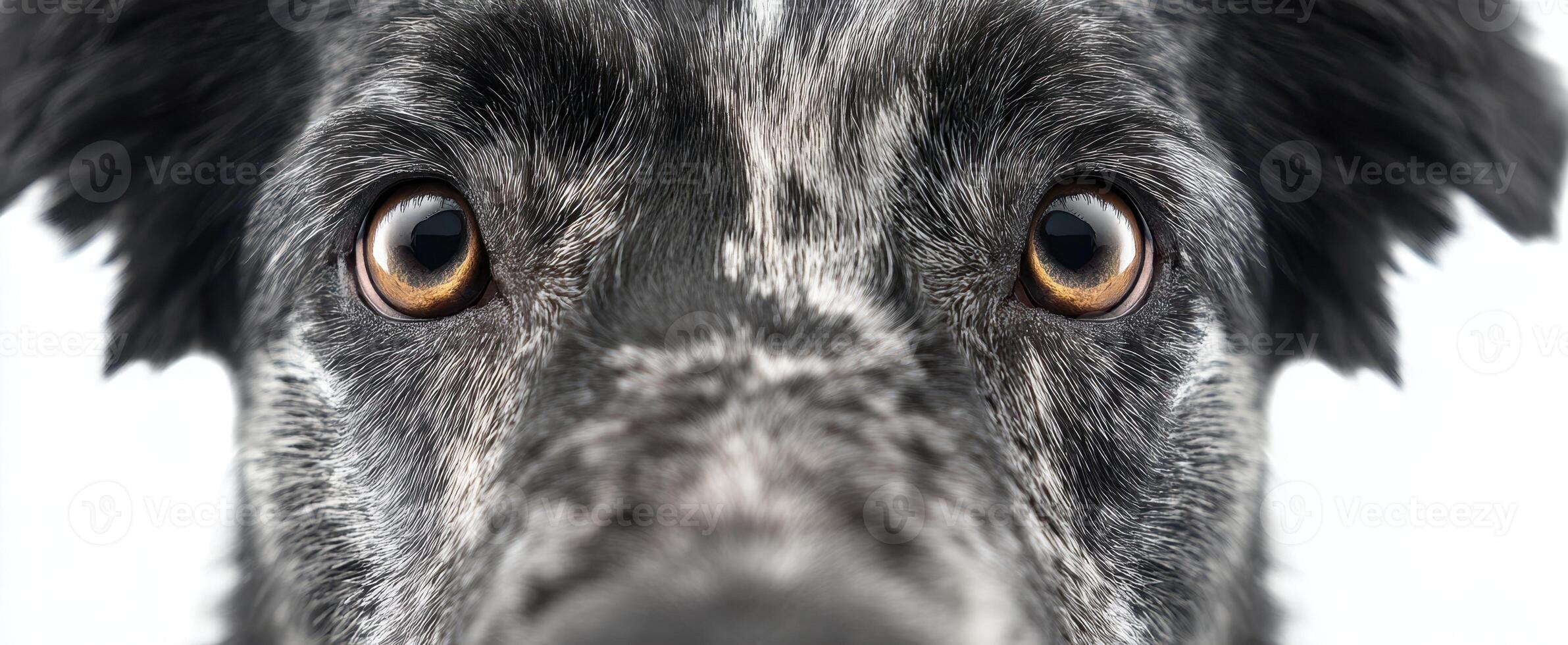 The captivating eyes of a curious dog expressing love and loyalty. photo