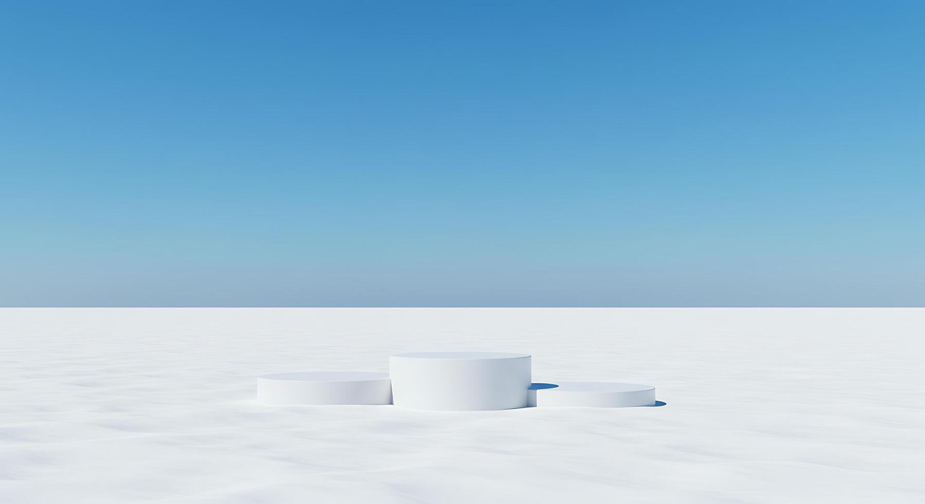 Three white cubes on a white background photo