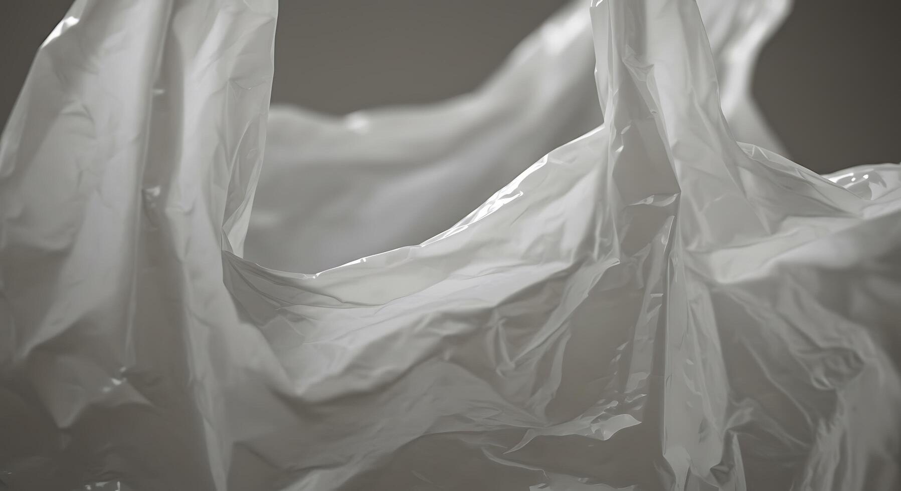 A plastic bag is shown in a gray background photo