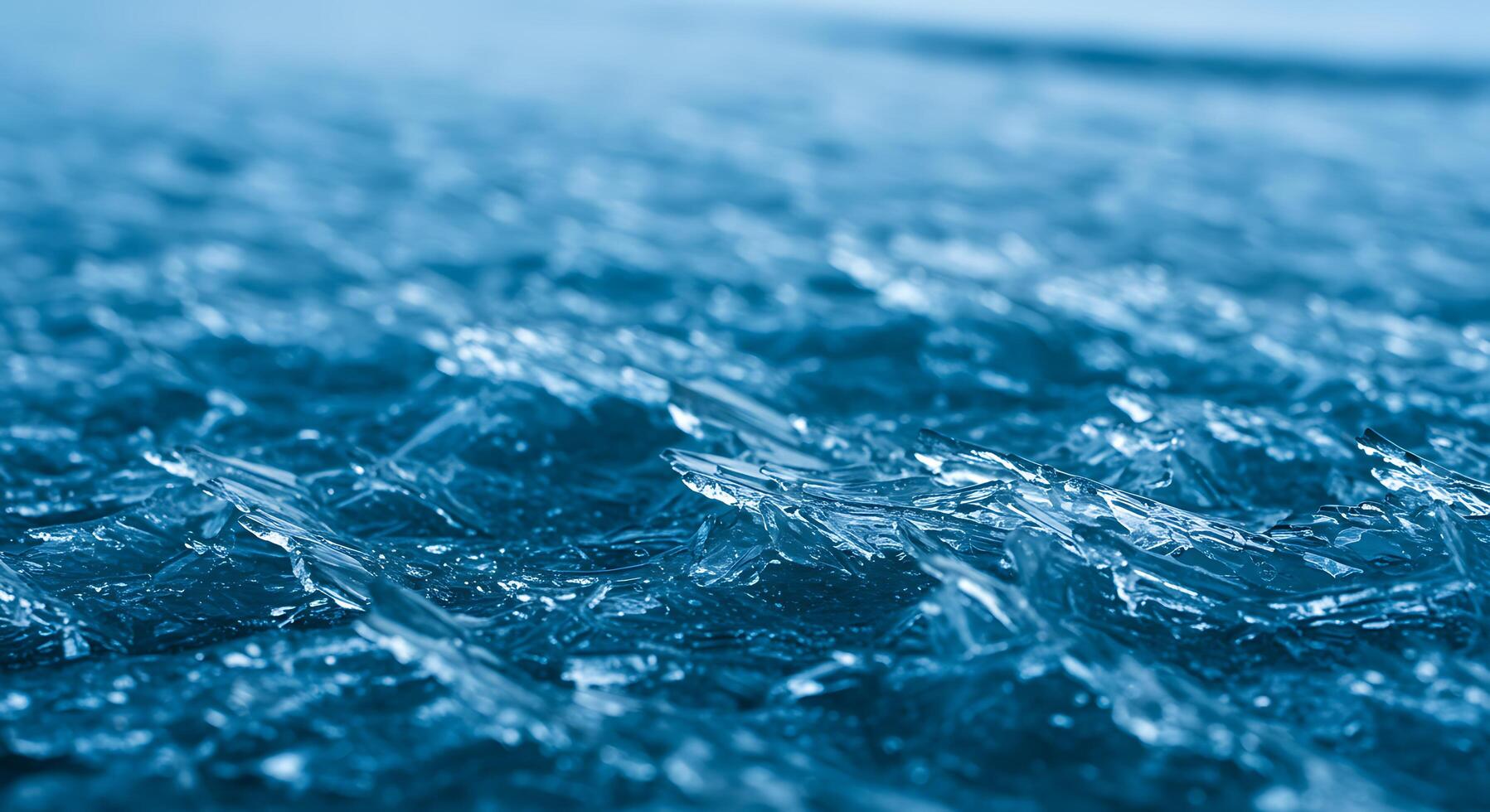 Ice crystals on the surface of a blue surface photo