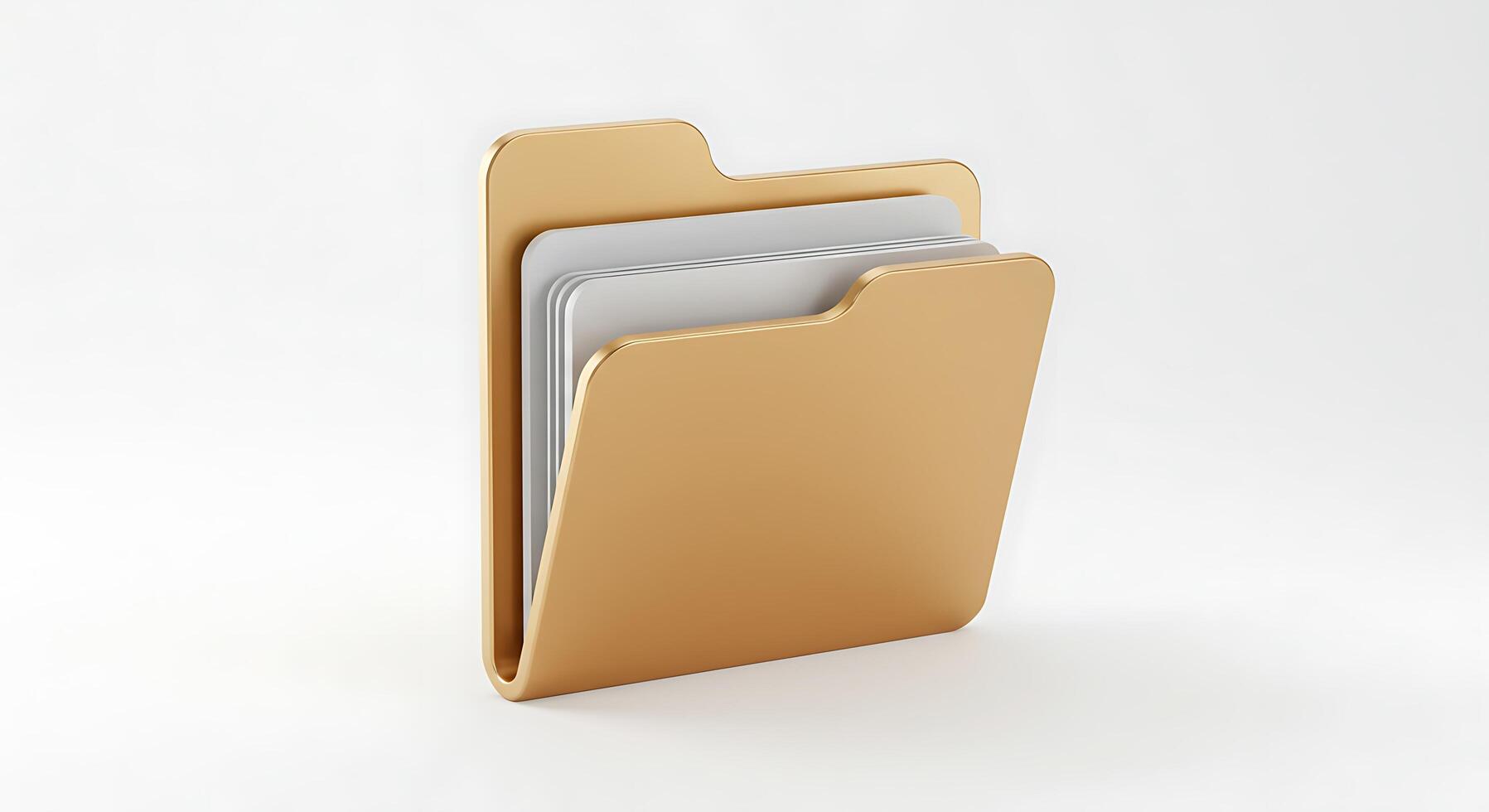 A golden file folder with three different files inside photo
