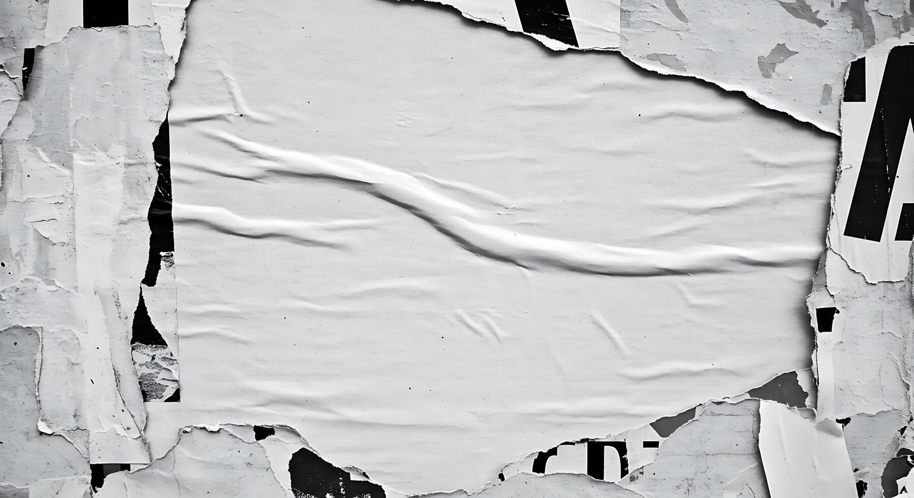 A torn piece of paper with black and white stripes photo