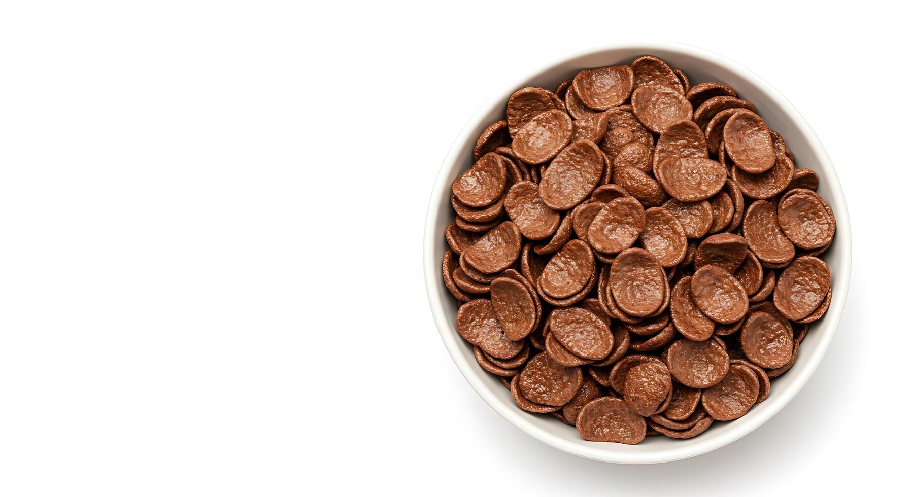 A bowl of chocolate chips on a white background photo