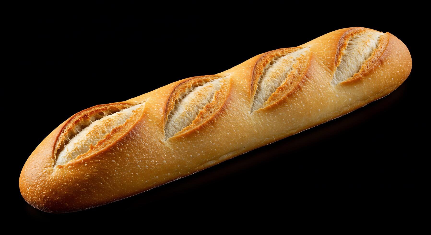A long bread loaf on a black surface photo