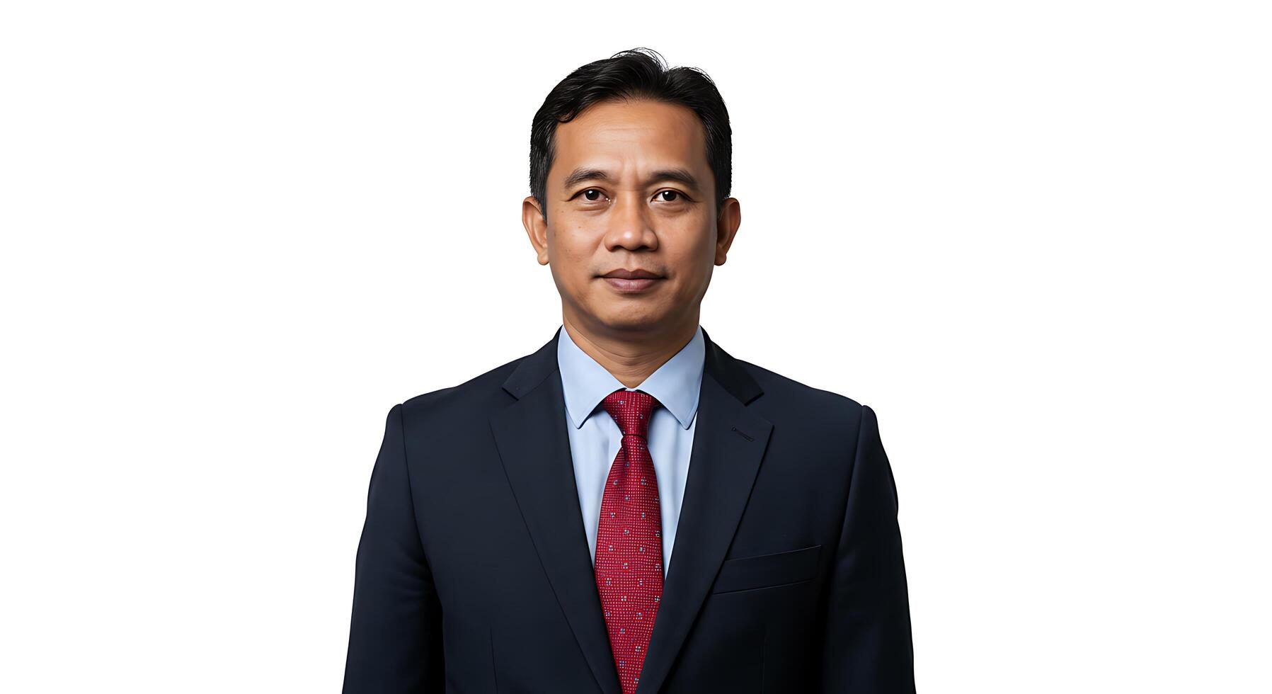 A man in a suit and tie standing in front of a white background photo