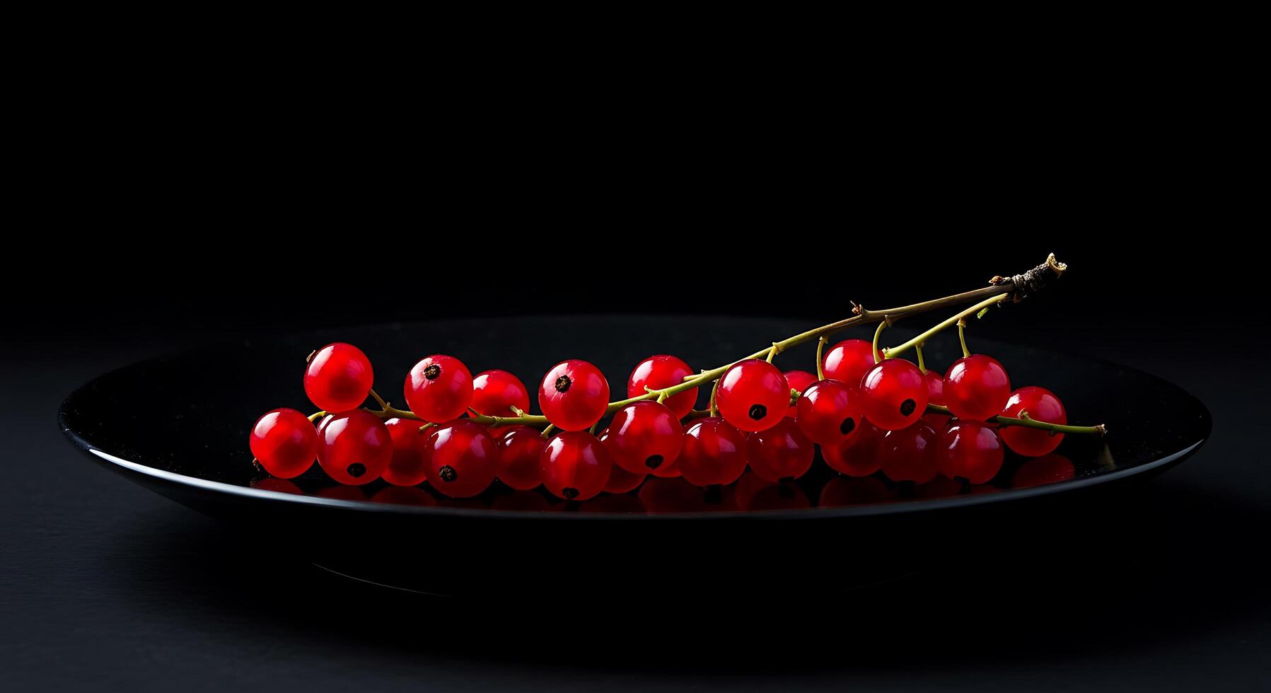 A black plate with red berries photo