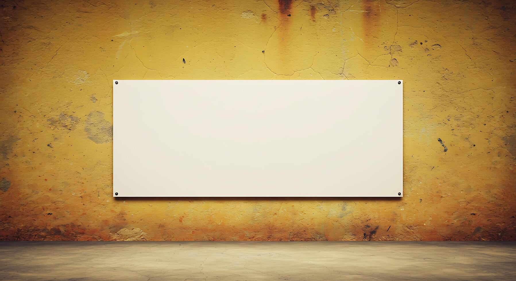 An empty white board on a wall in an empty room photo