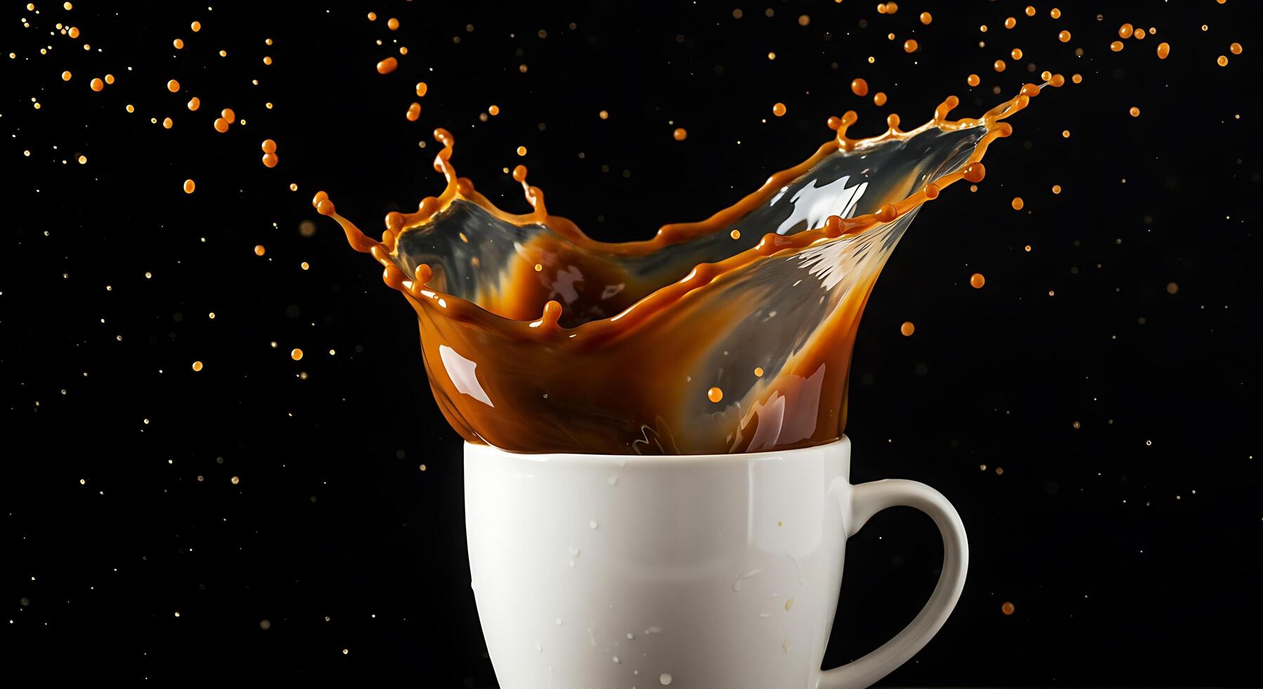 Coffee splash in a cup photo