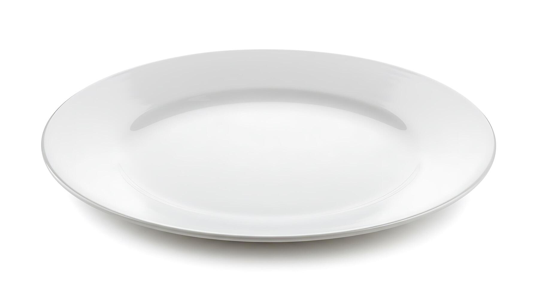 Empty white plate isolated on white background photo