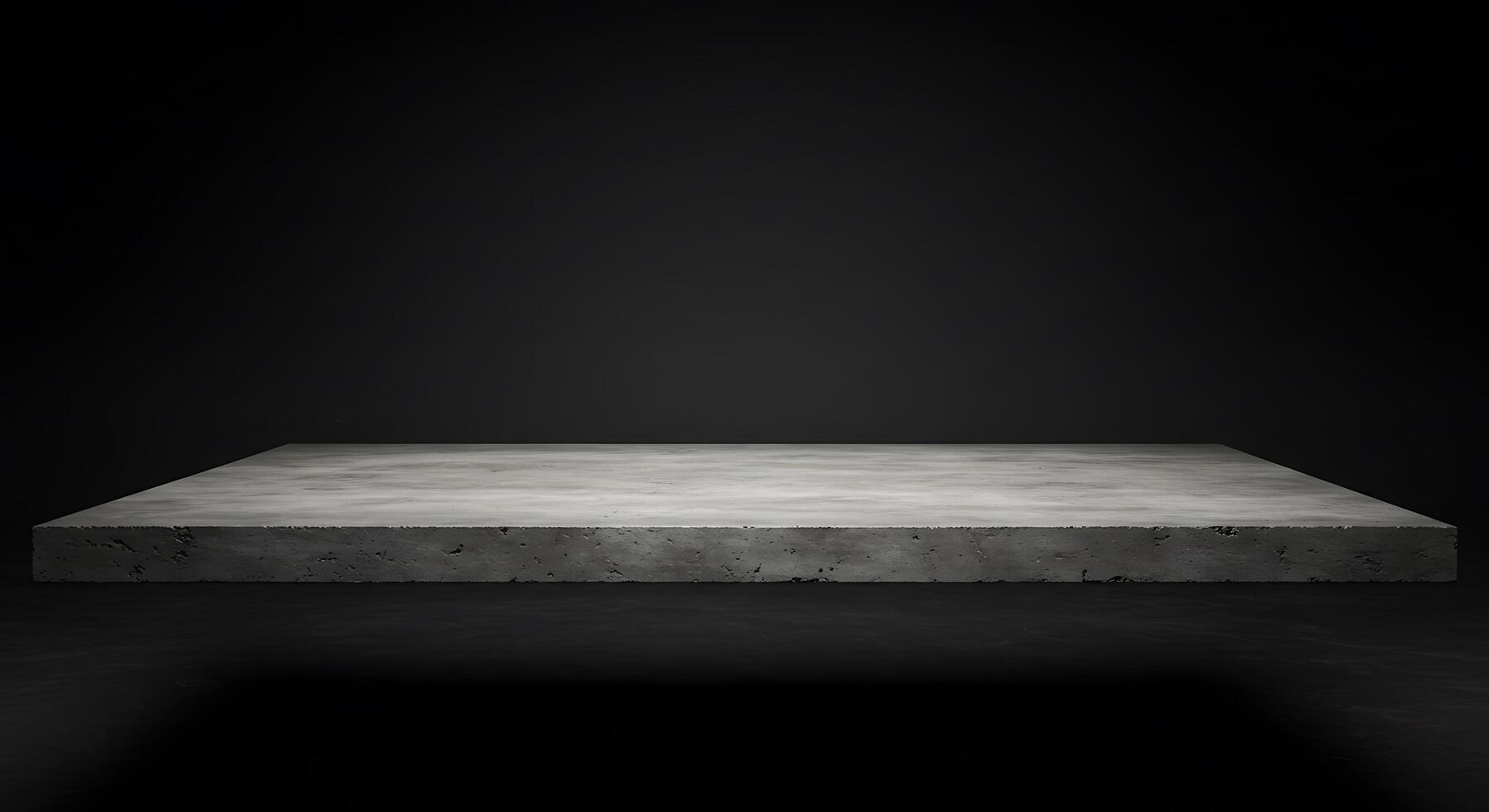 Concrete table in dark room with black background photo