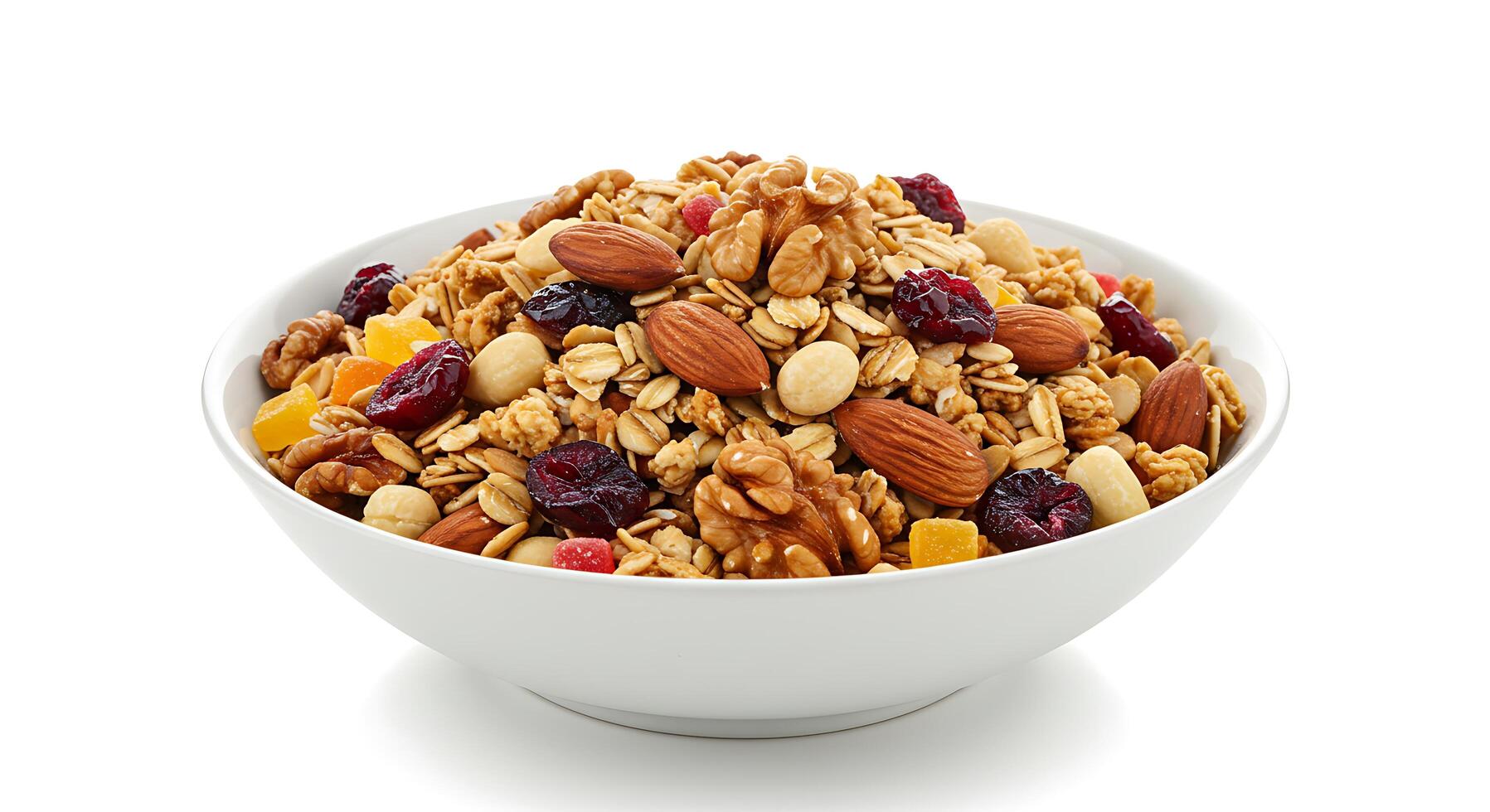 Granola with nuts and dried fruits photo