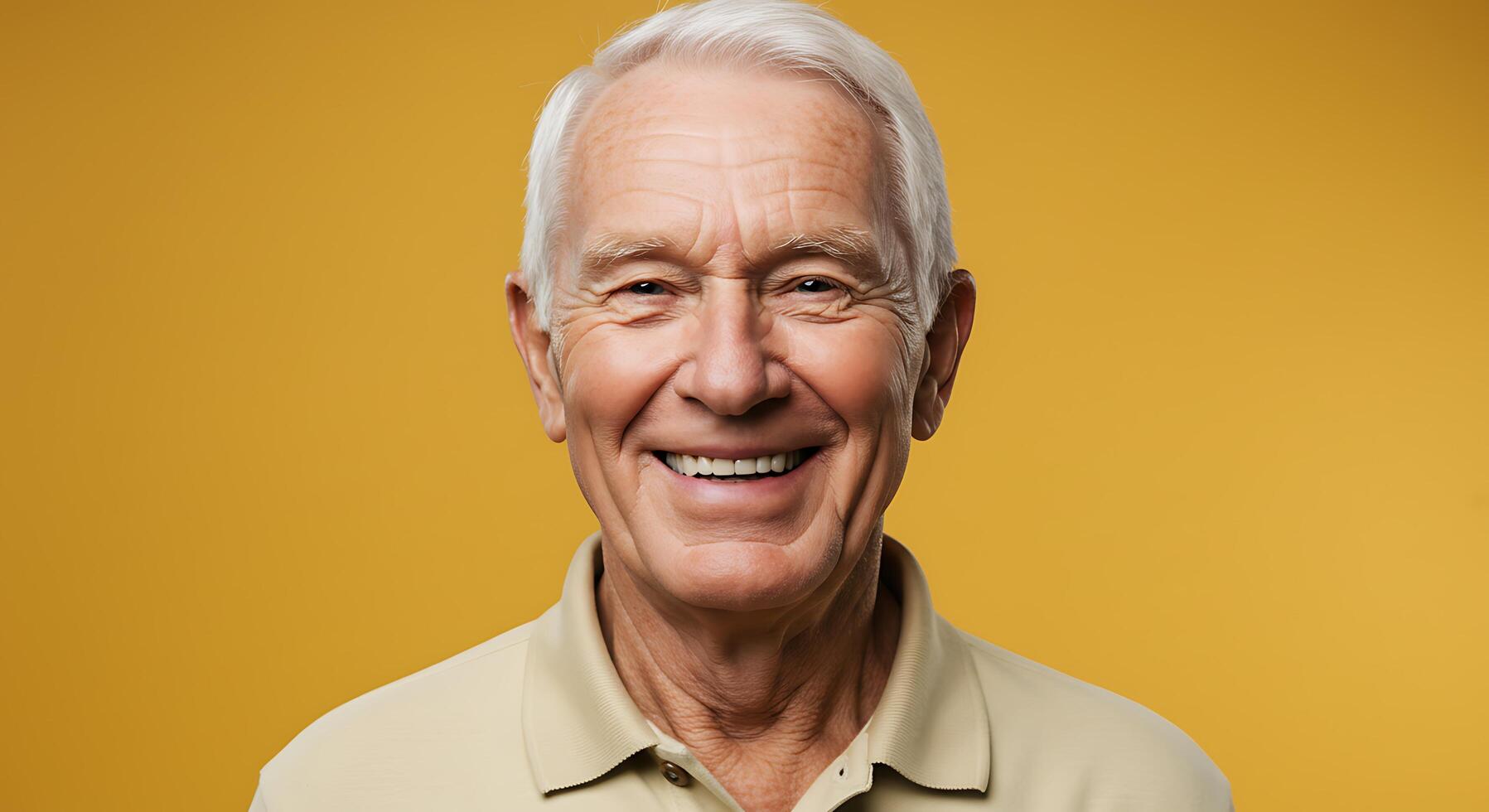 A smiling older man in a polo shirt photo