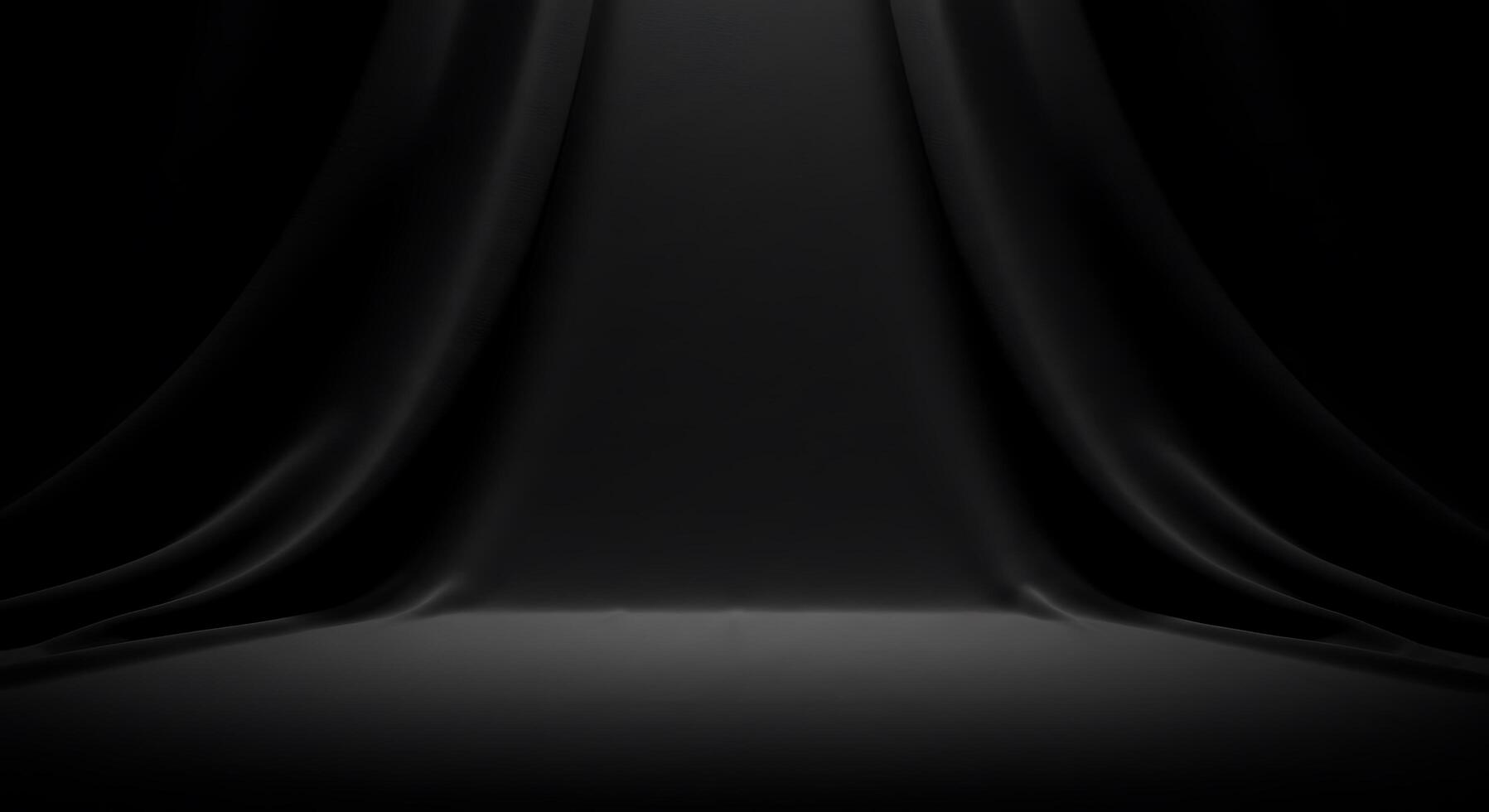 Black background with a curtain and a light photo