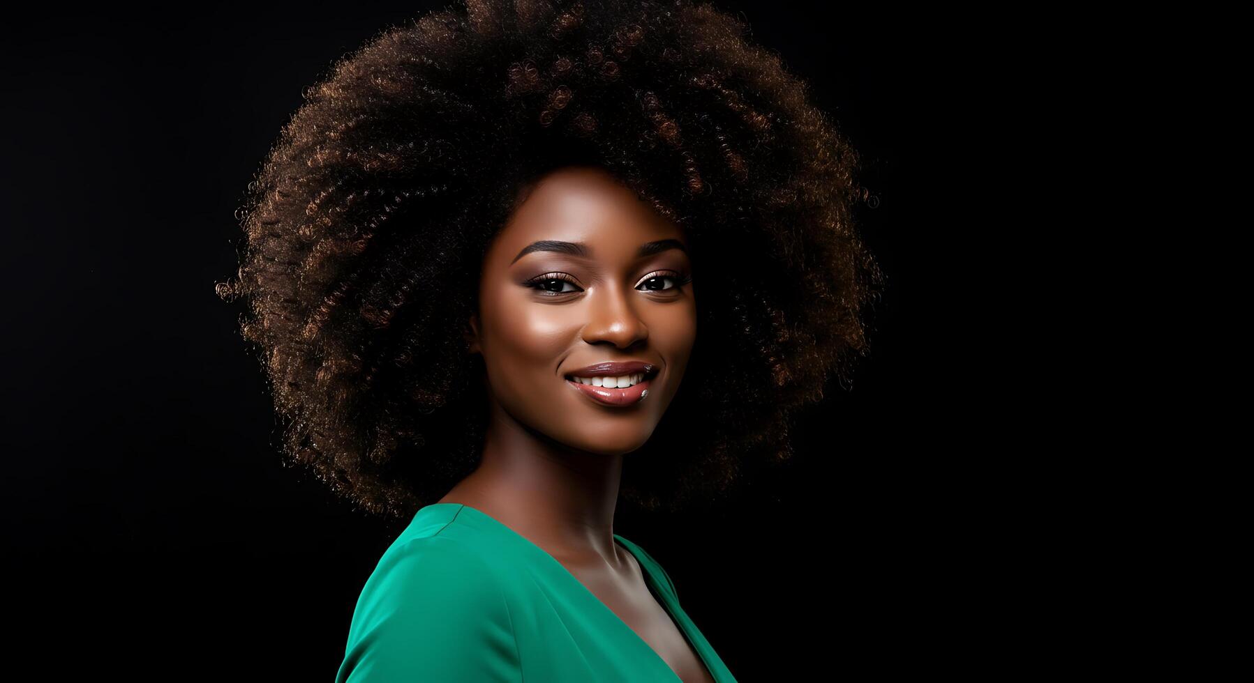 A beautiful young woman with an afro hair style photo