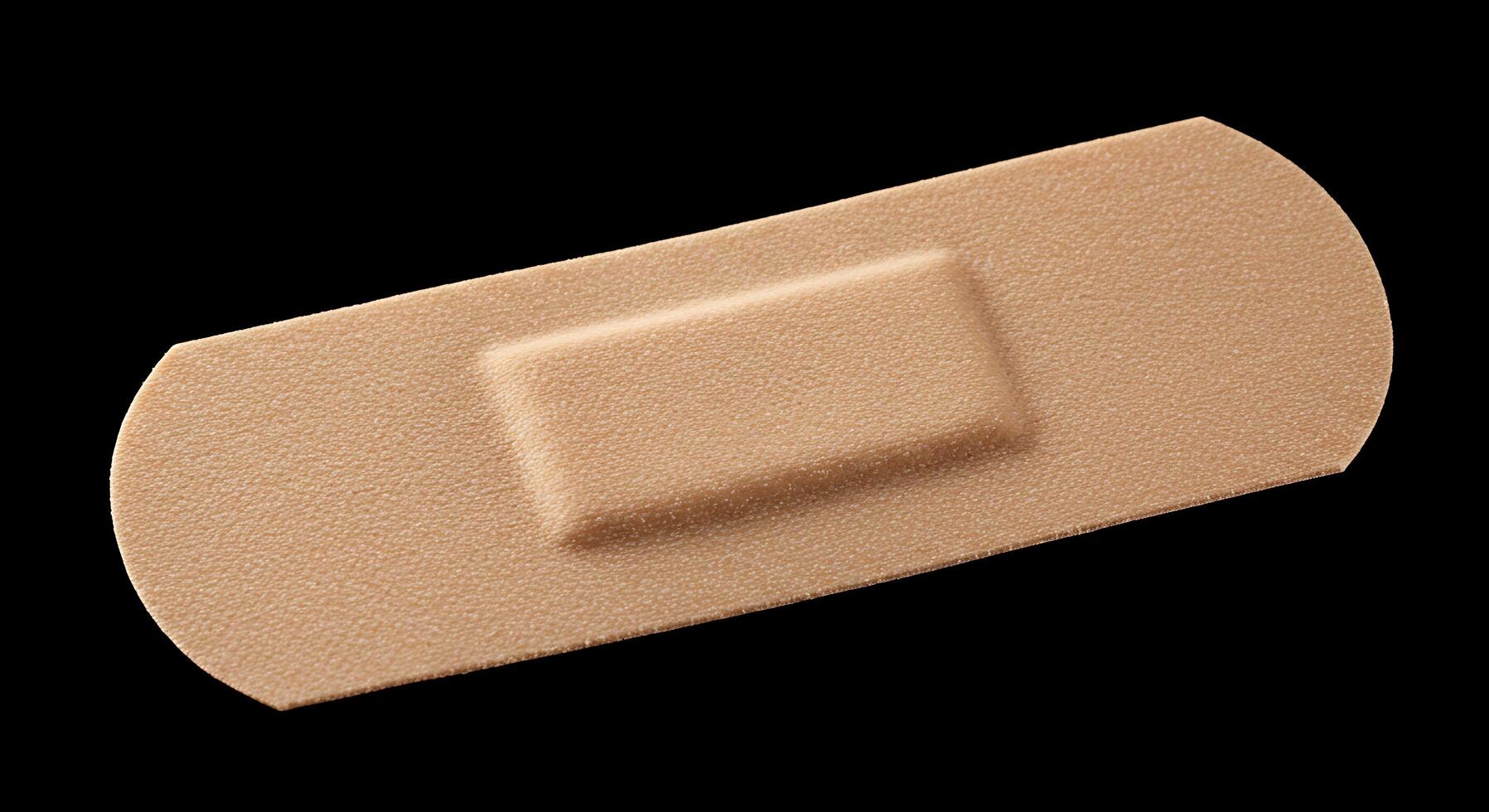 A bandage with a square piece of adhesive photo