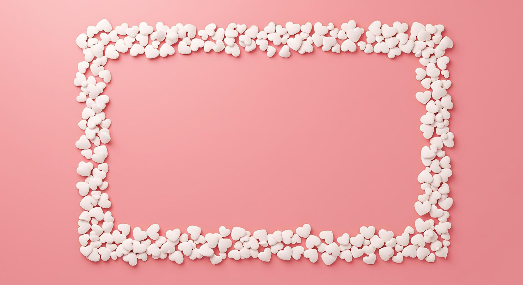A square frame made of white pebbles on a pink background photo