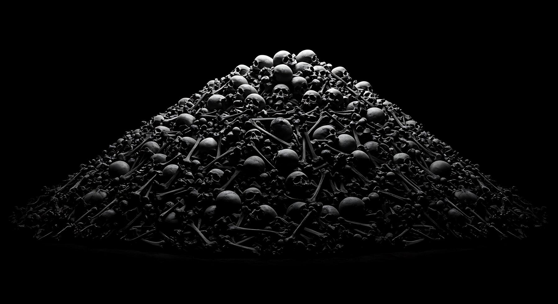 A pile of skulls on a black background photo
